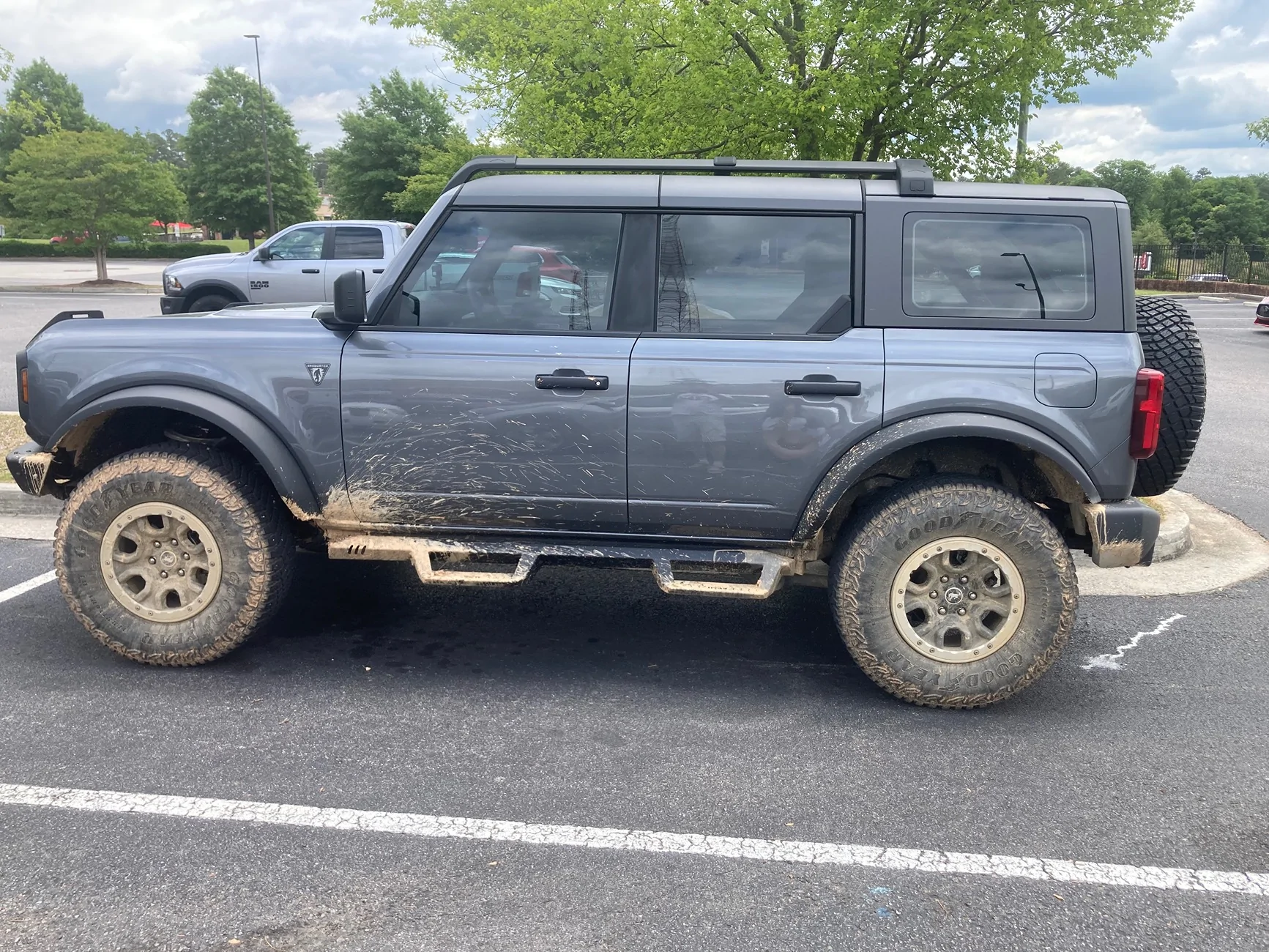 Ford Bronco Mud flaps in FRONT of back tires IMG_6225