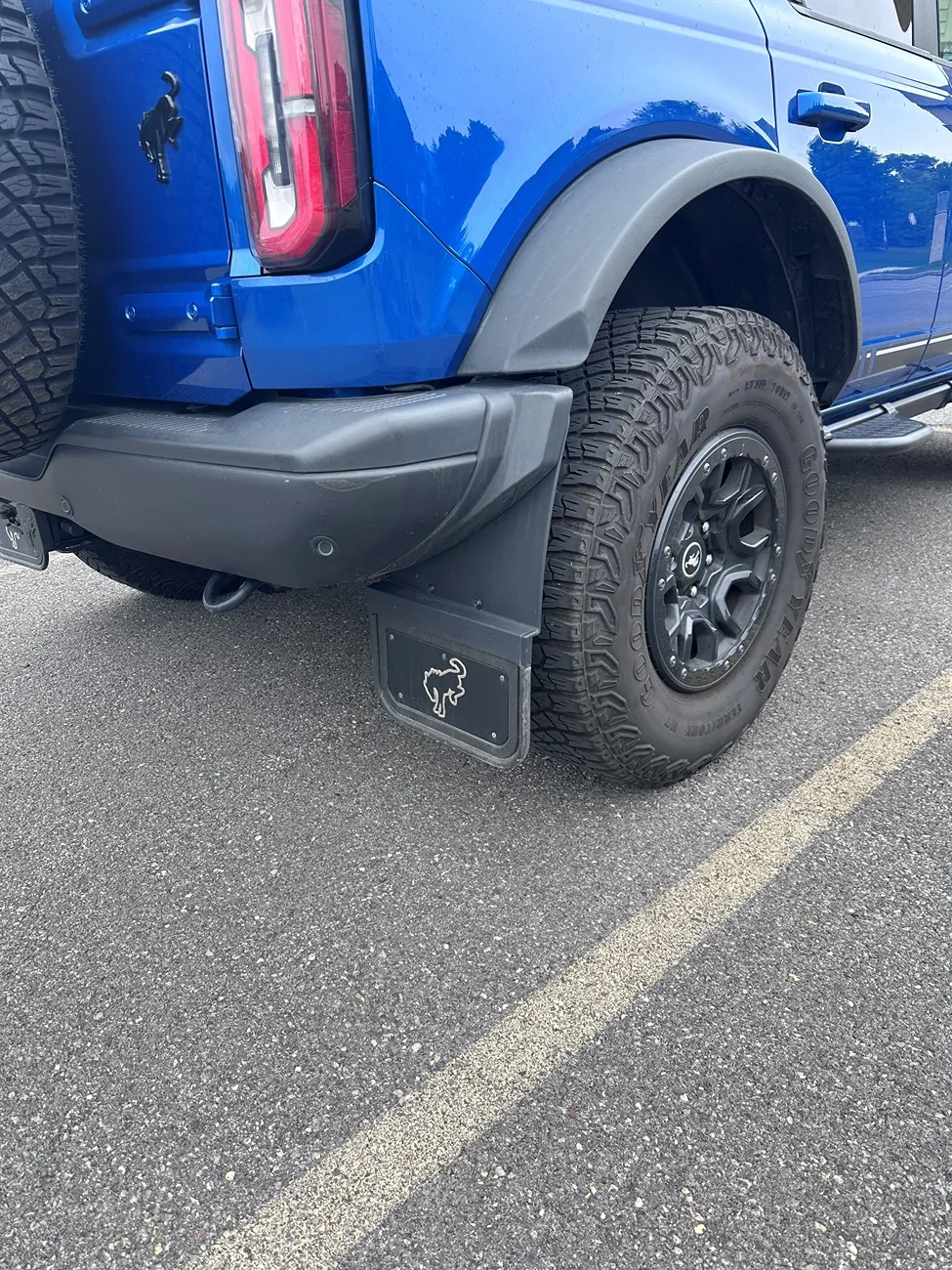Ford Bronco Mud flaps in FRONT of back tires d