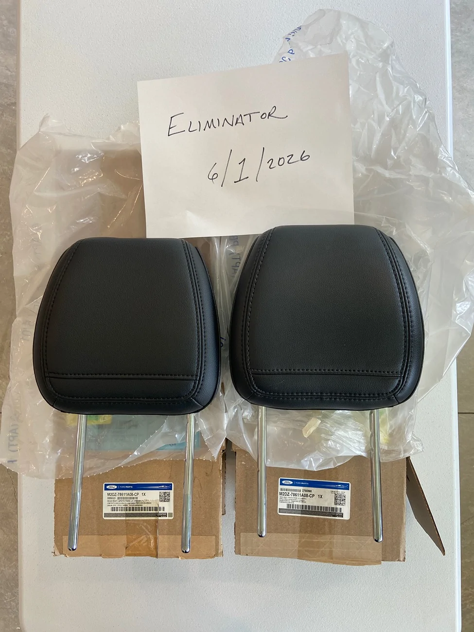 Ford Bronco Sold: Fully adjustable factory front seat black leather headrests IMG_5298