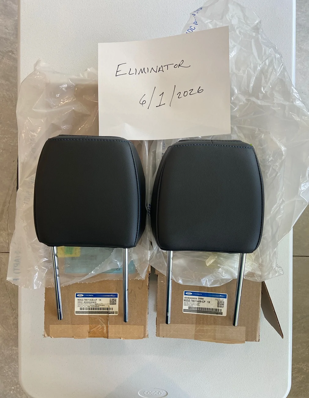 Ford Bronco Sold: Fully adjustable factory front seat black leather headrests IMG_5299
