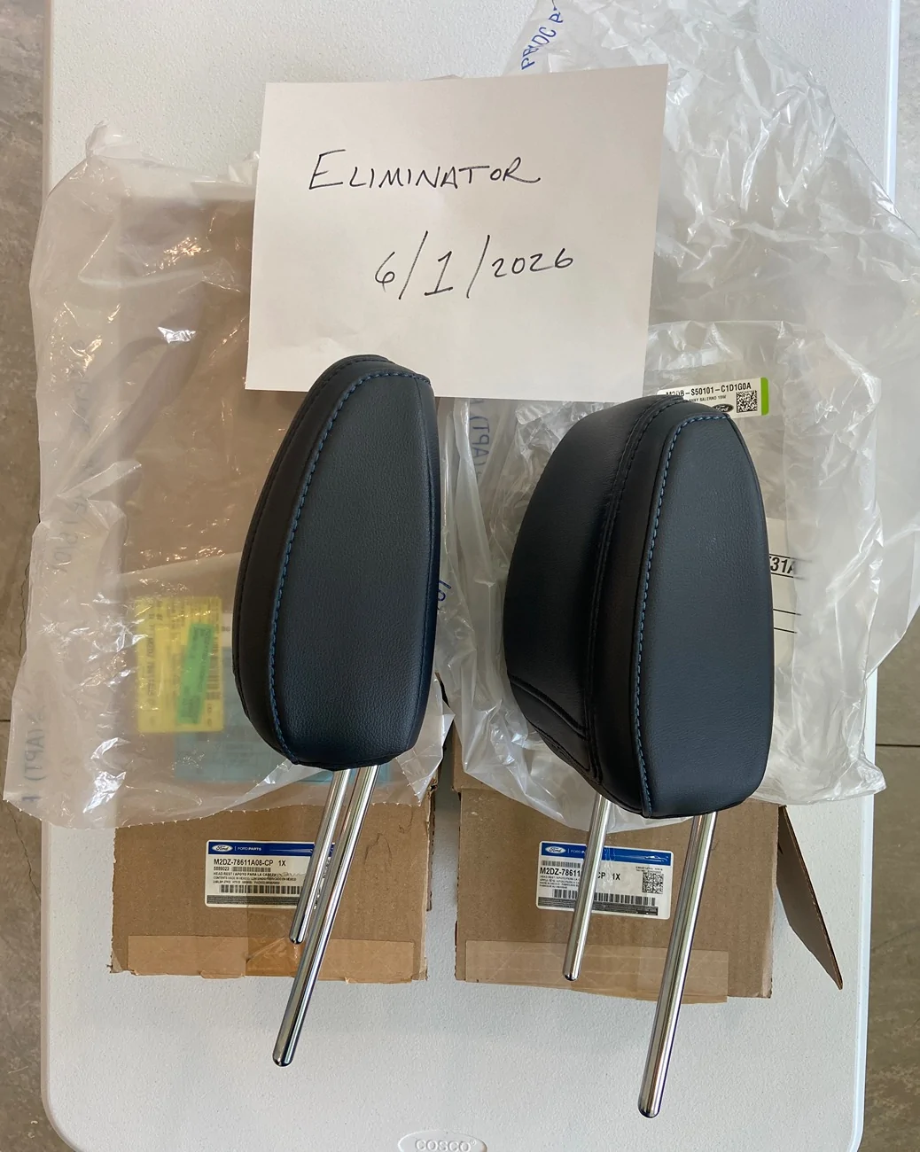 Ford Bronco Sold: Fully adjustable factory front seat black leather headrests IMG_5300