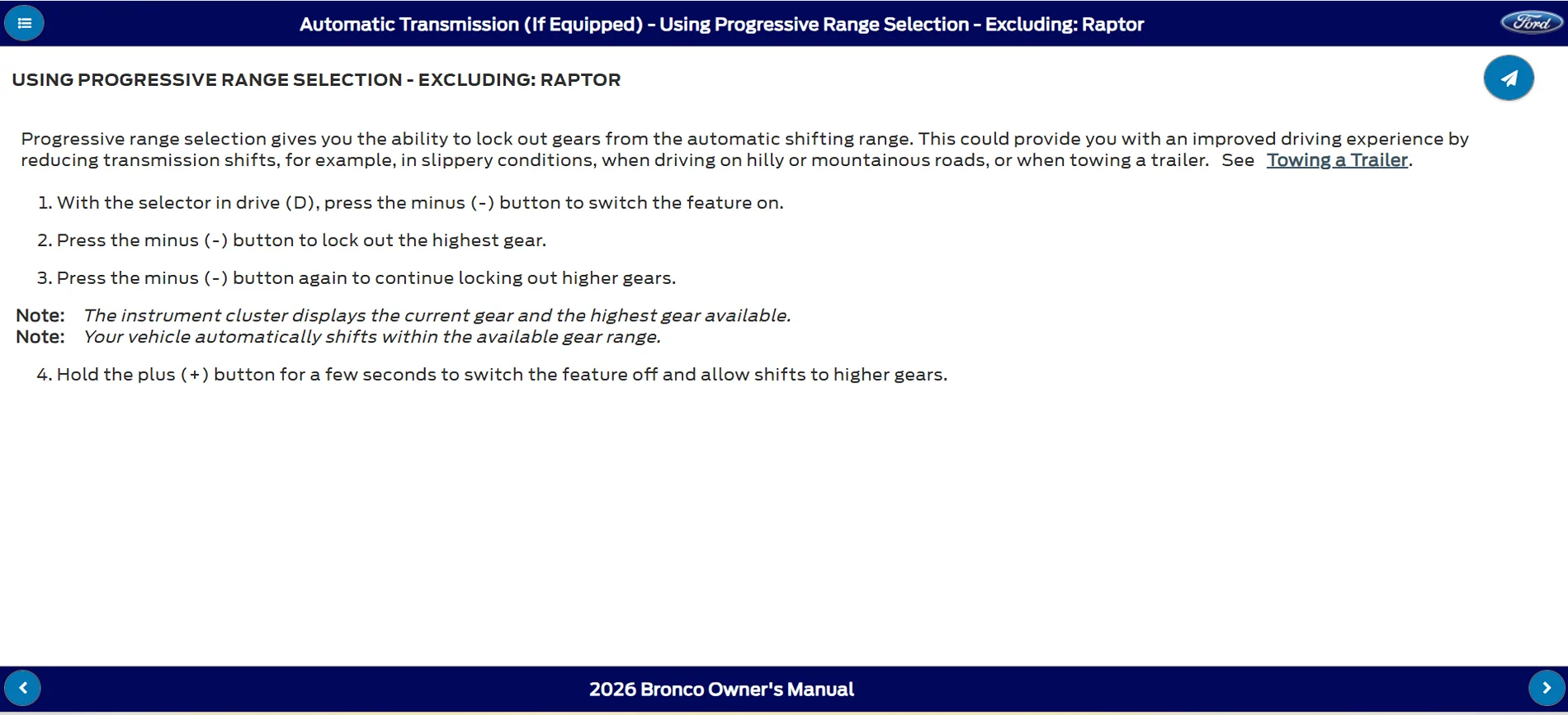 Ford Bronco Limit Top Gear - Progressive Range Selection - Does it work for you? Screenshot 2026-06-02 183202