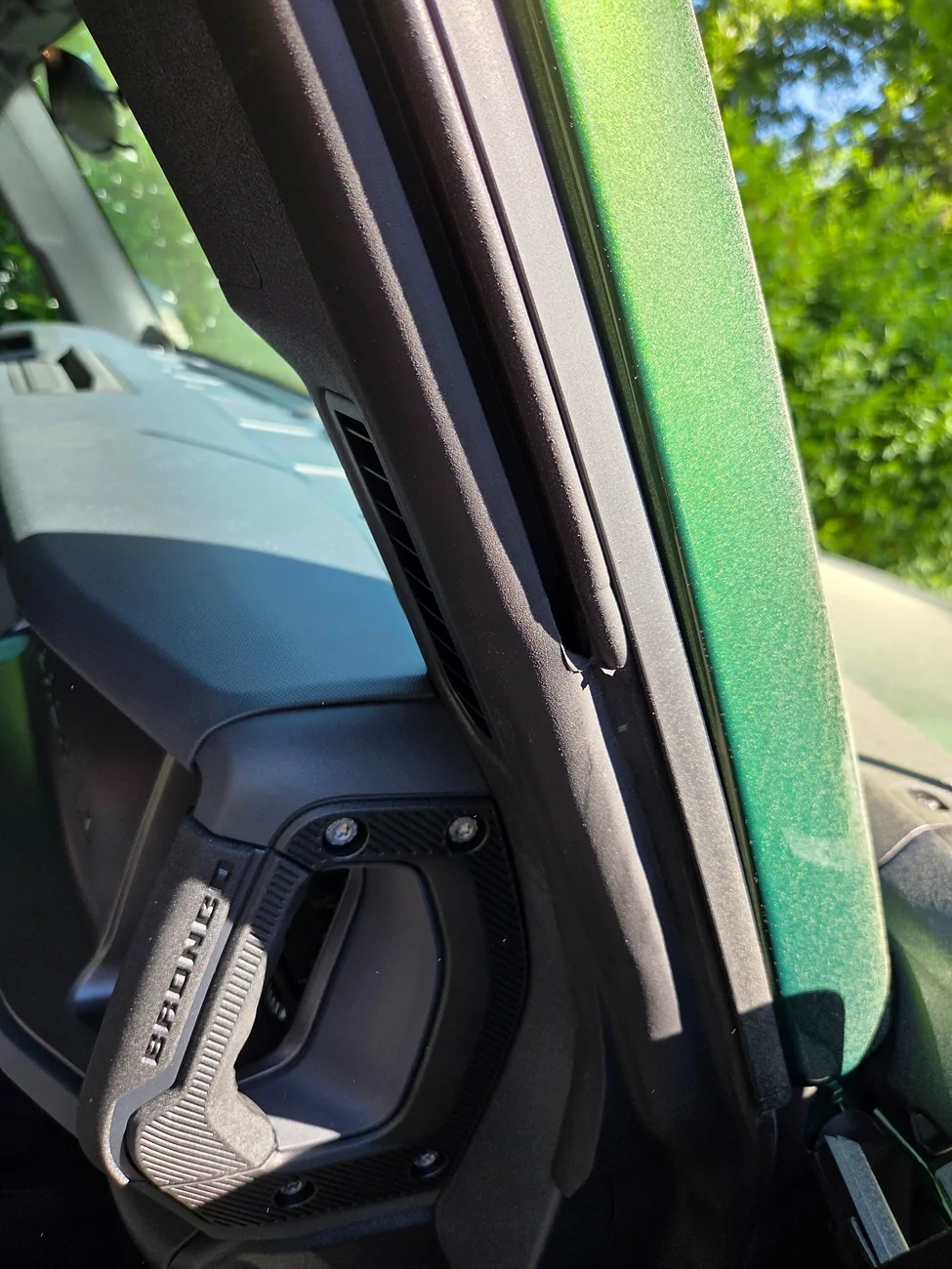 Ford Bronco Driver side front window channel sealing issue when closing door 20260604_101441