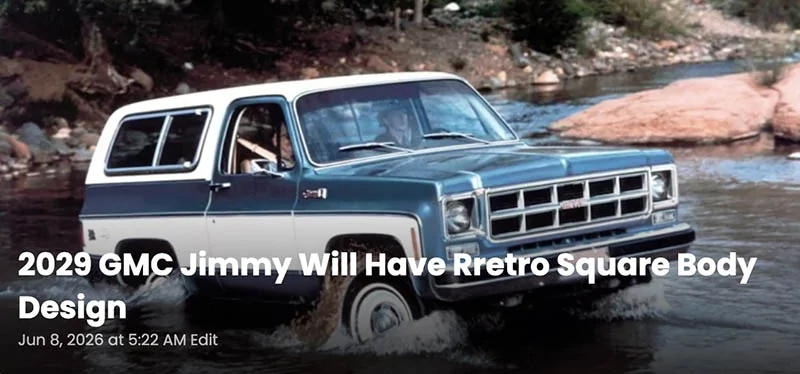 Ford Bronco 2029 GMC Jimmy coming with V8, BOF, removal roof, retro styling to take on Bronco 2029gmcjimmy1 Ford Bronco 2029 GMC Jimmy coming with V8, BOF, removal roof, retro styling to take on Bronco 2029gmcjimmy1
