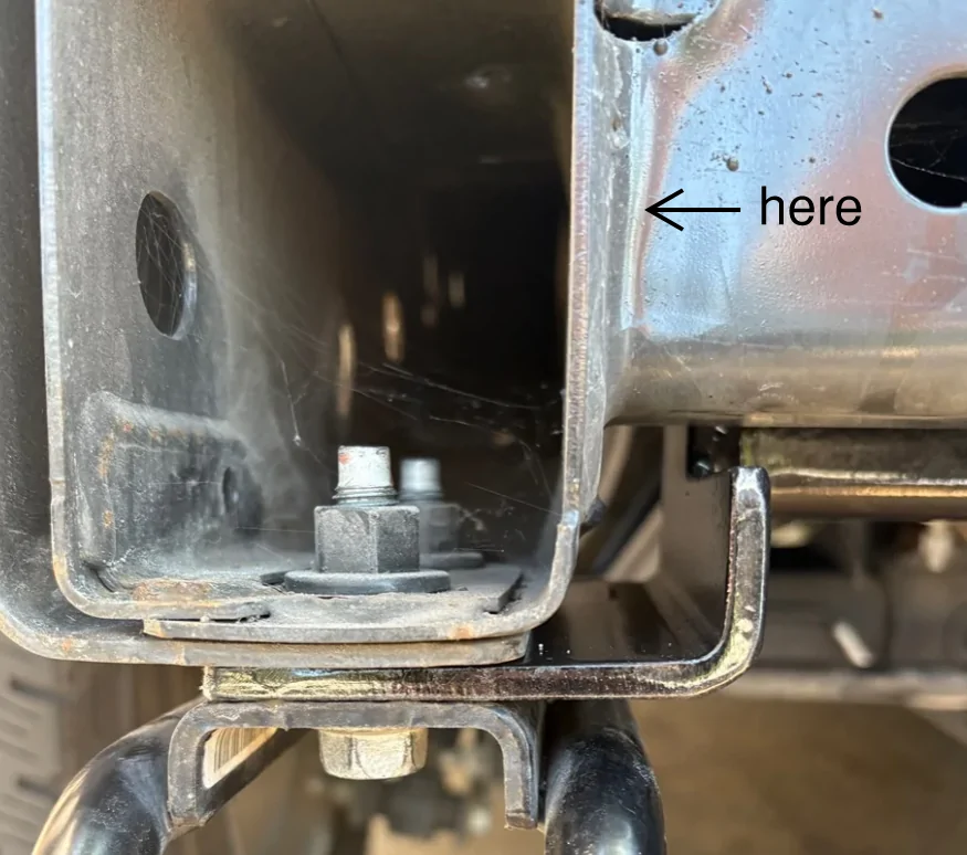 Ford Bronco Doubled rear cross frame to increase hitch tongue weight. OEM frame is 1/8” thin! 1781103745781-j5