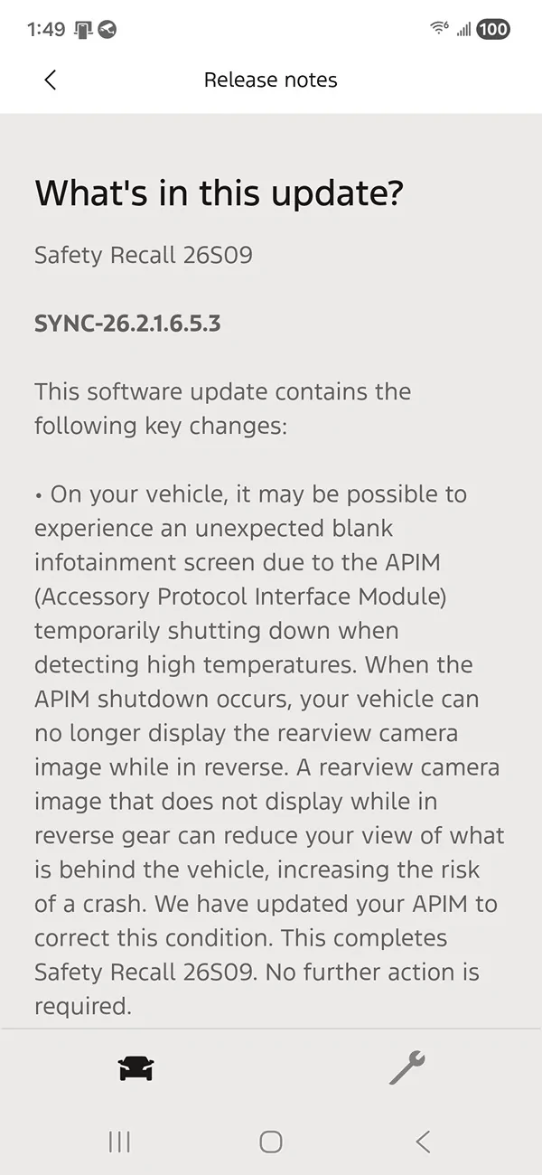 Ford Bronco Safety Recall 26S09 / 25V540 (Blank Screen) completed with OTA Update SYNC-26.2.4.11 Screenshot_20260610_134930_Ford