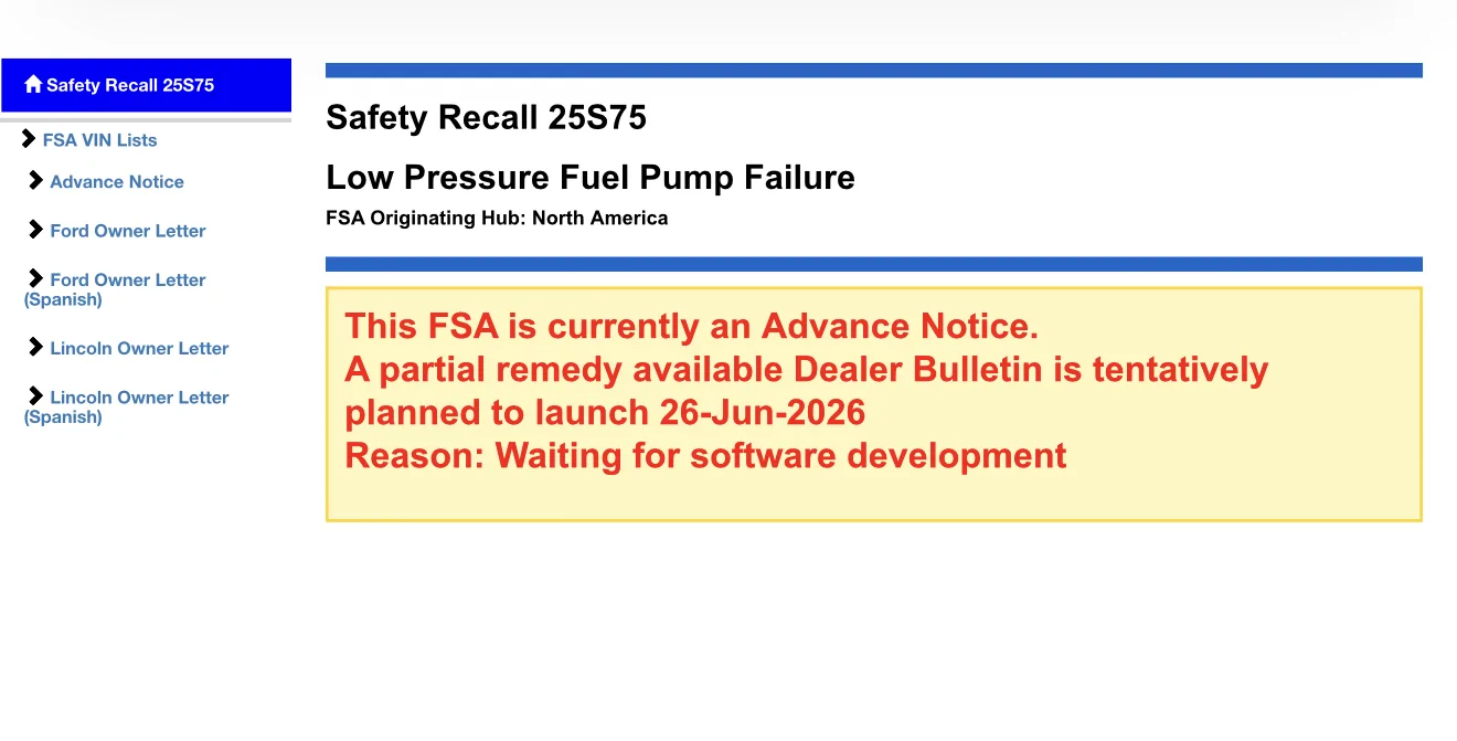 Ford Bronco Low pressure fuel pump failure - recall IMG_1303
