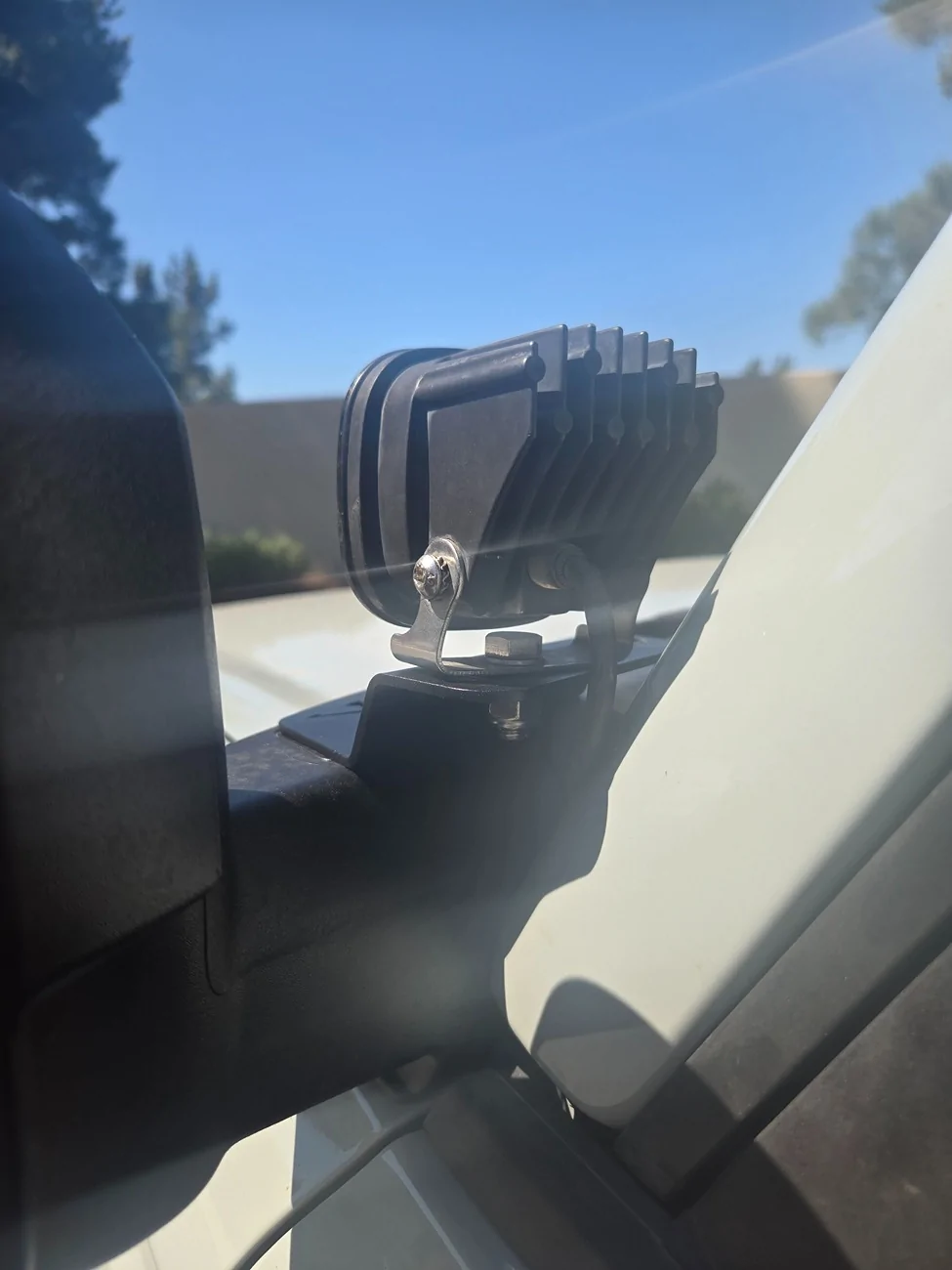 Ford Bronco Loud Ringing/Whistle with Baja Designs Squadron Ditch Light angled away from hood 20260612_152947
