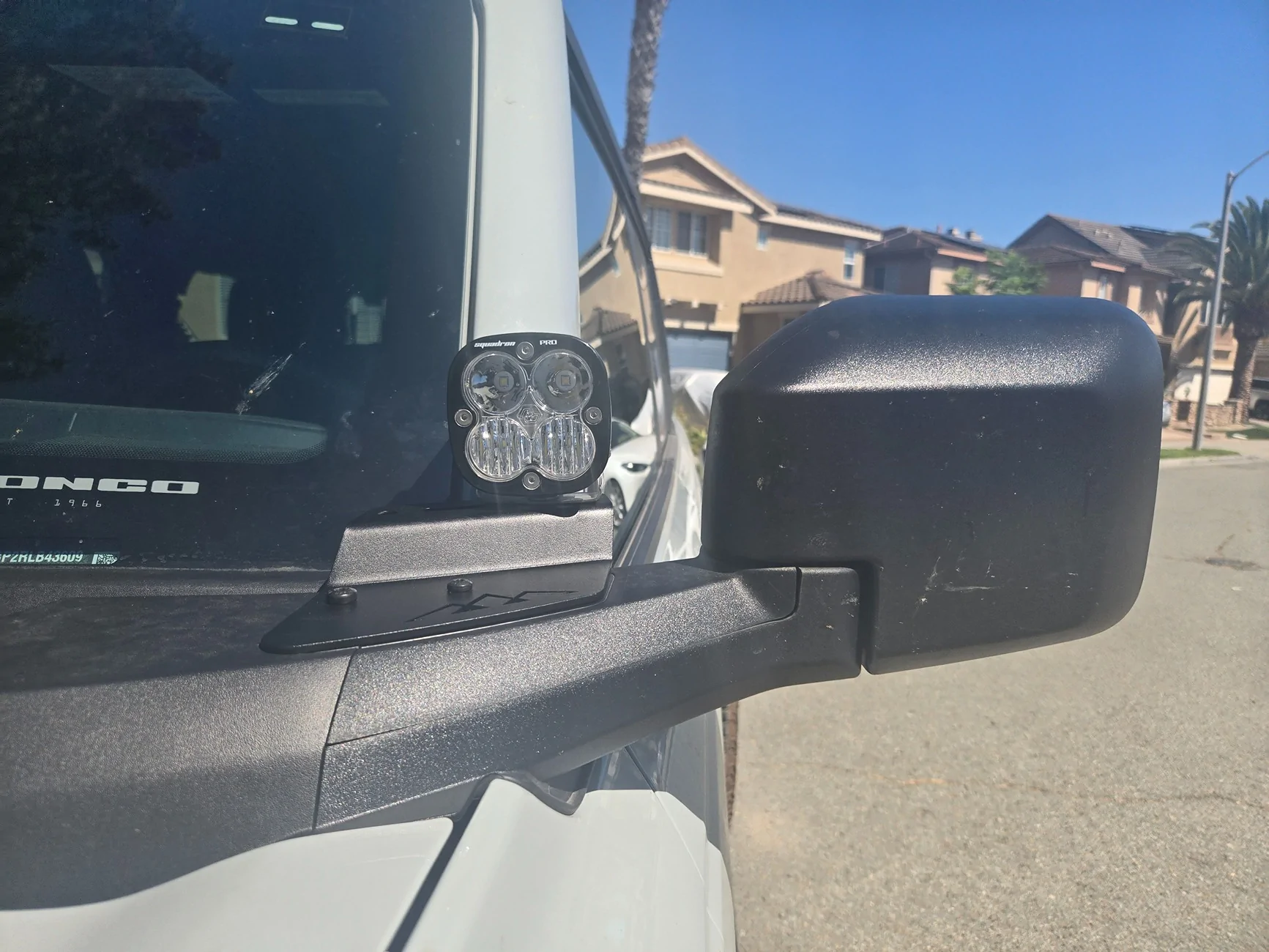 Ford Bronco Loud Ringing/Whistle with Baja Designs Squadron Ditch Light angled away from hood 20260612_153002
