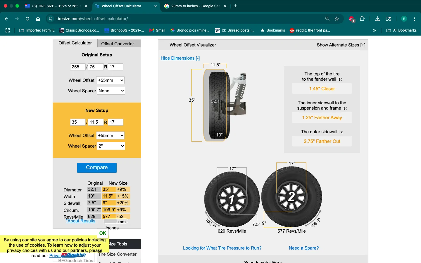 Ford Bronco TIRE SIZE - 315's or 285's on a 2-door bronco? Screen Shot 2026-06-14 at 2.38.13 PM
