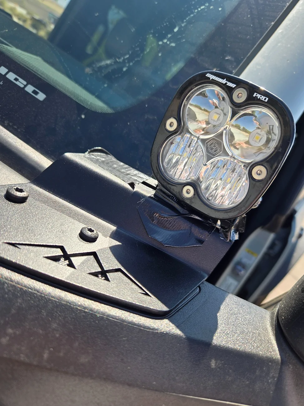 Ford Bronco Loud Ringing/Whistle with Baja Designs Squadron Ditch Light angled away from hood 20260614_104426
