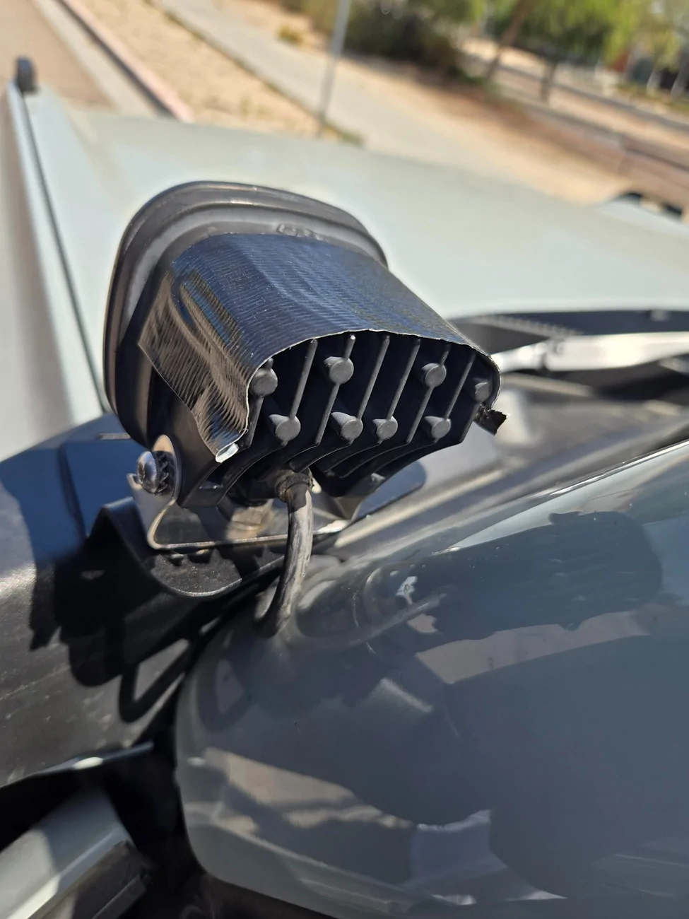 Ford Bronco Loud Ringing/Whistle with Baja Designs Squadron Ditch Light angled away from hood 20260614_104621