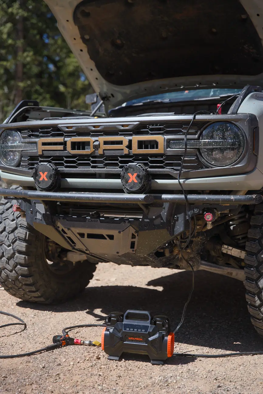 Ford Bronco New Wolfbox Hyperflow 60D portable dual air compressor test DSC00018