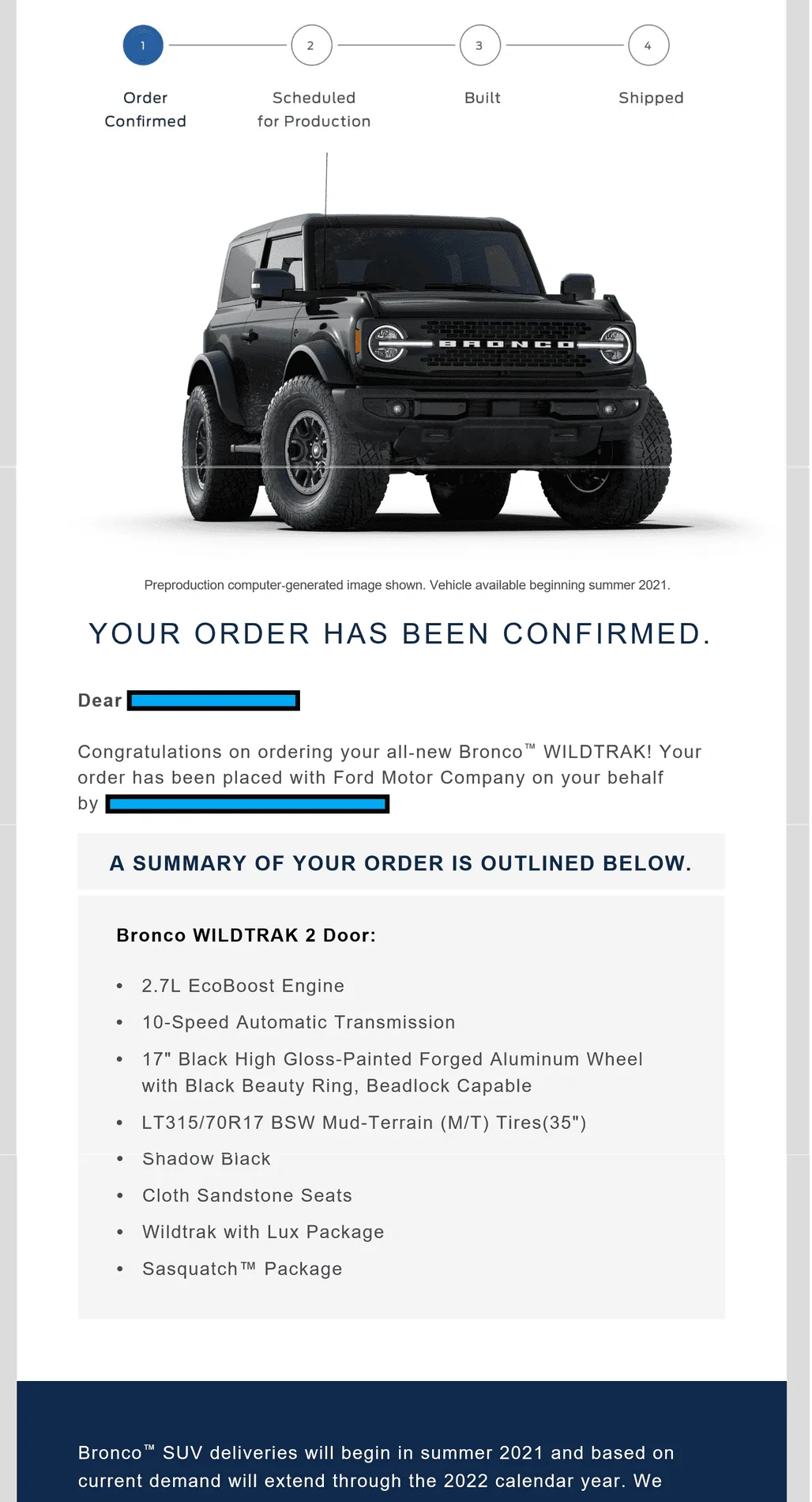 Ford Bronco Here is My OBX Reservation! OrderCon