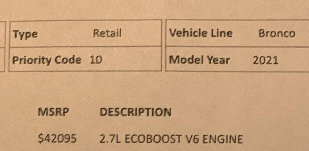 Ford Bronco Reservation Number and Order Code Number 39C94804-7D9D-47F3-8E83-3D4333B3D3B0
