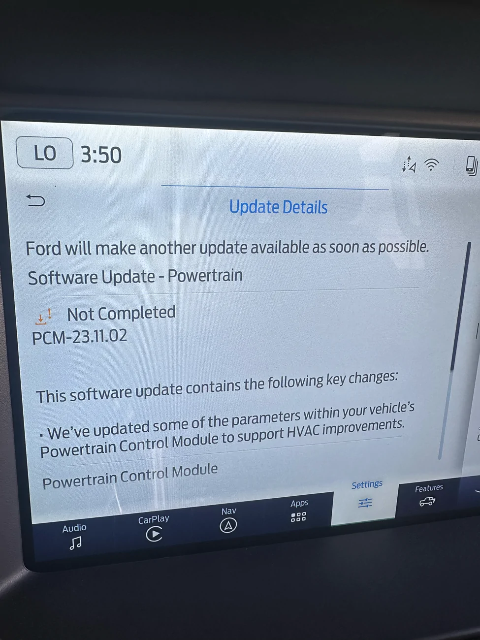 Ford Bronco Software update error message on PCM-23.11.02 - Not Completed tempImageGMrzlA