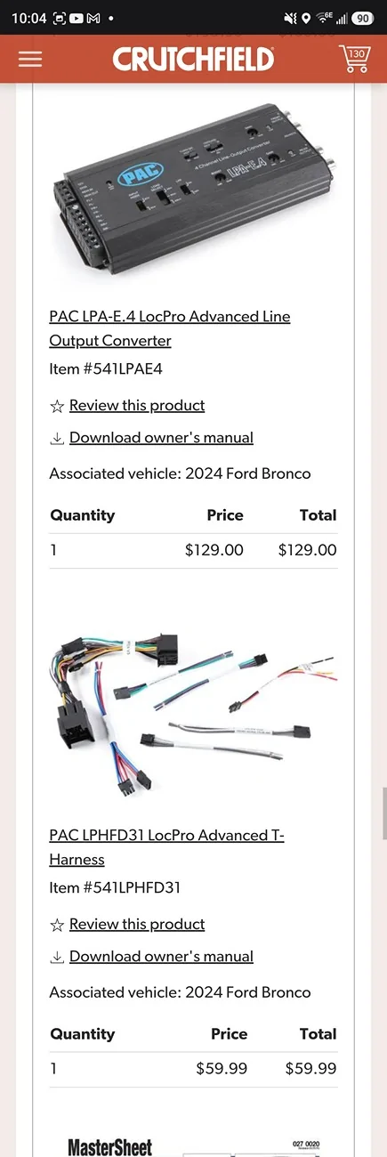 Ford Bronco Has anyone verified that the PAC LPHFD31 LocPro Advanced T-Harness fits the 2025 badlands non B&O? Screenshot_20260627_100448_Chrom