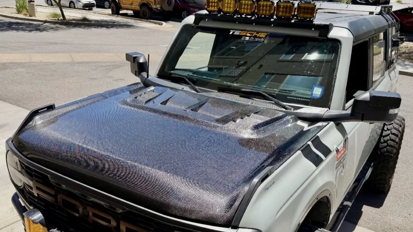 Ford Bronco Anderson Composites Type-RT ‘Raptor style’ Carbon Fiber Hood install IMG_7348