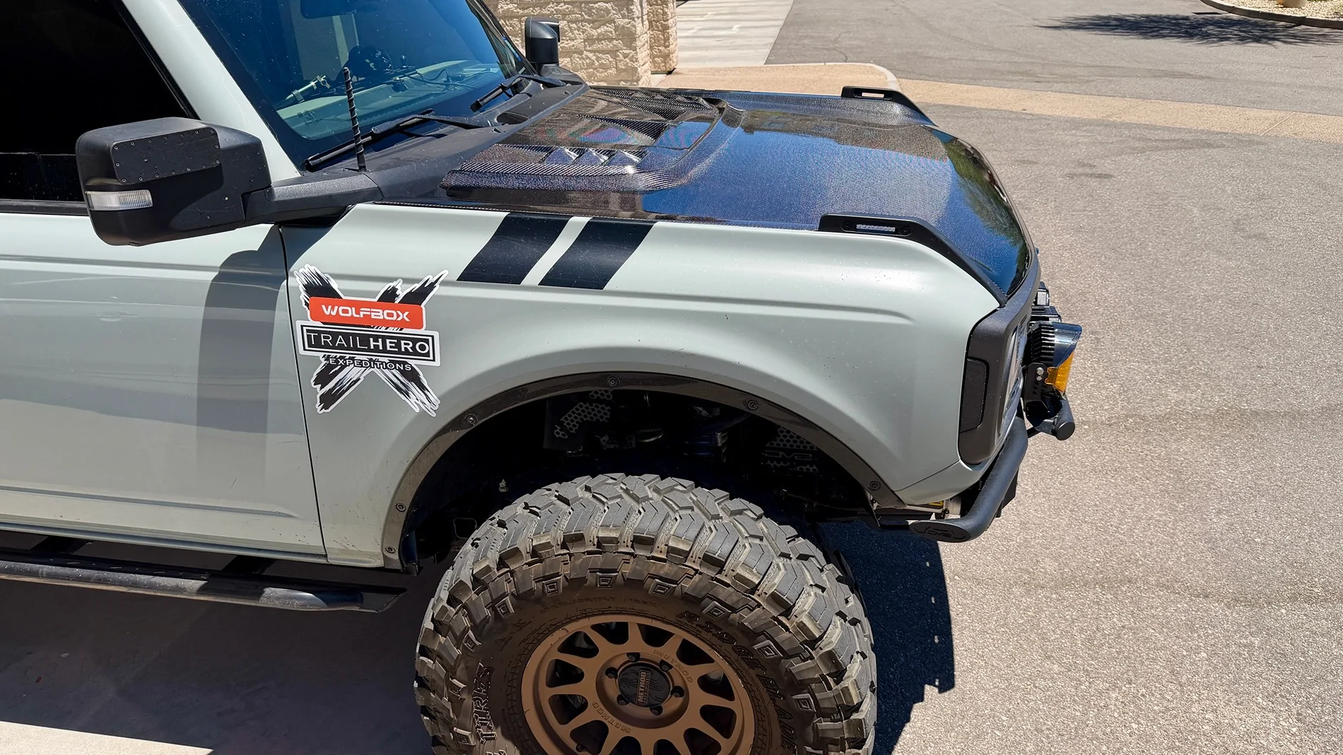 Ford Bronco Anderson Composites Type-RT ‘Raptor style’ Carbon Fiber Hood install IMG_7339