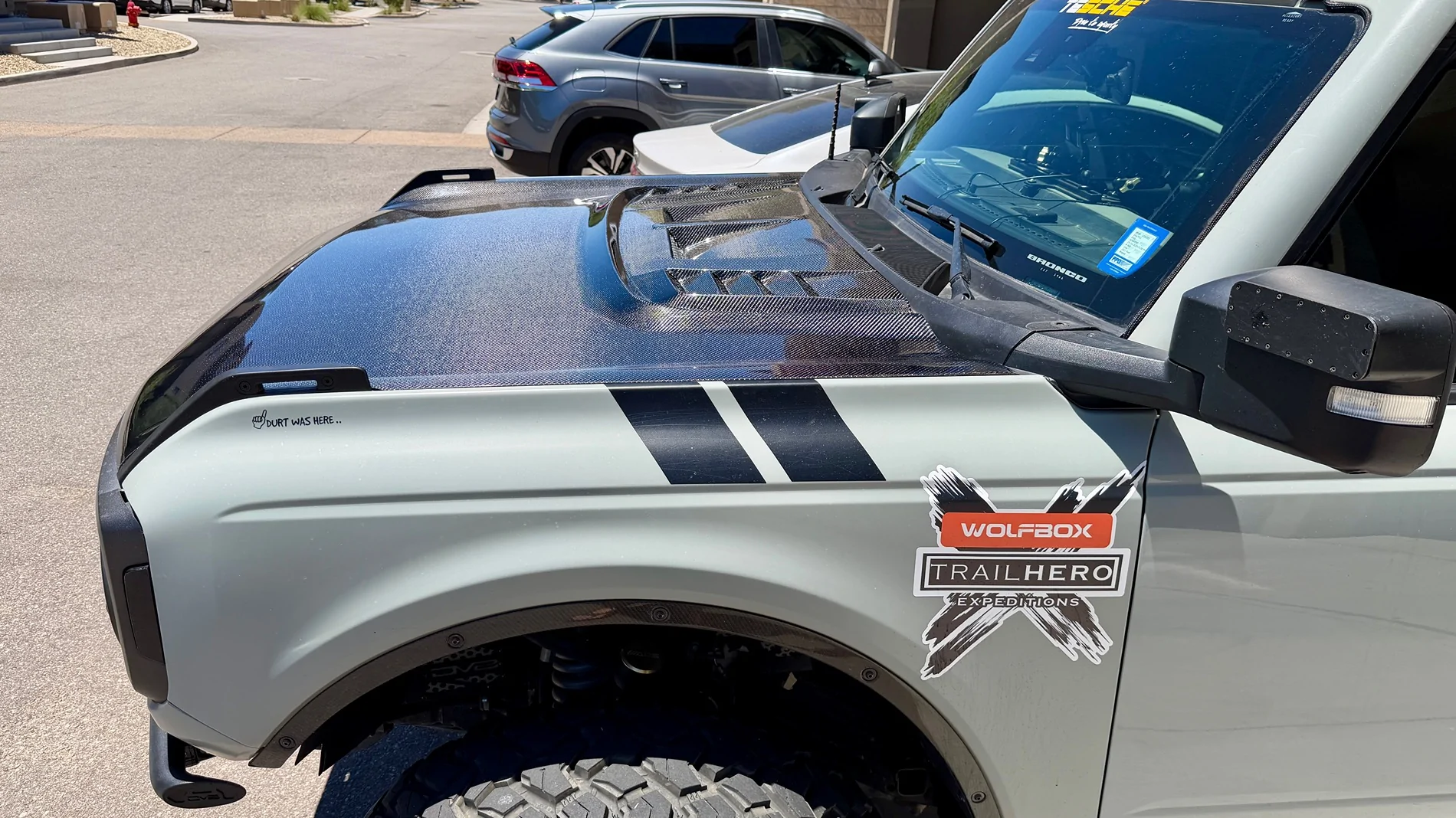 Ford Bronco Anderson Composites Type-RT ‘Raptor style’ Carbon Fiber Hood install IMG_7344