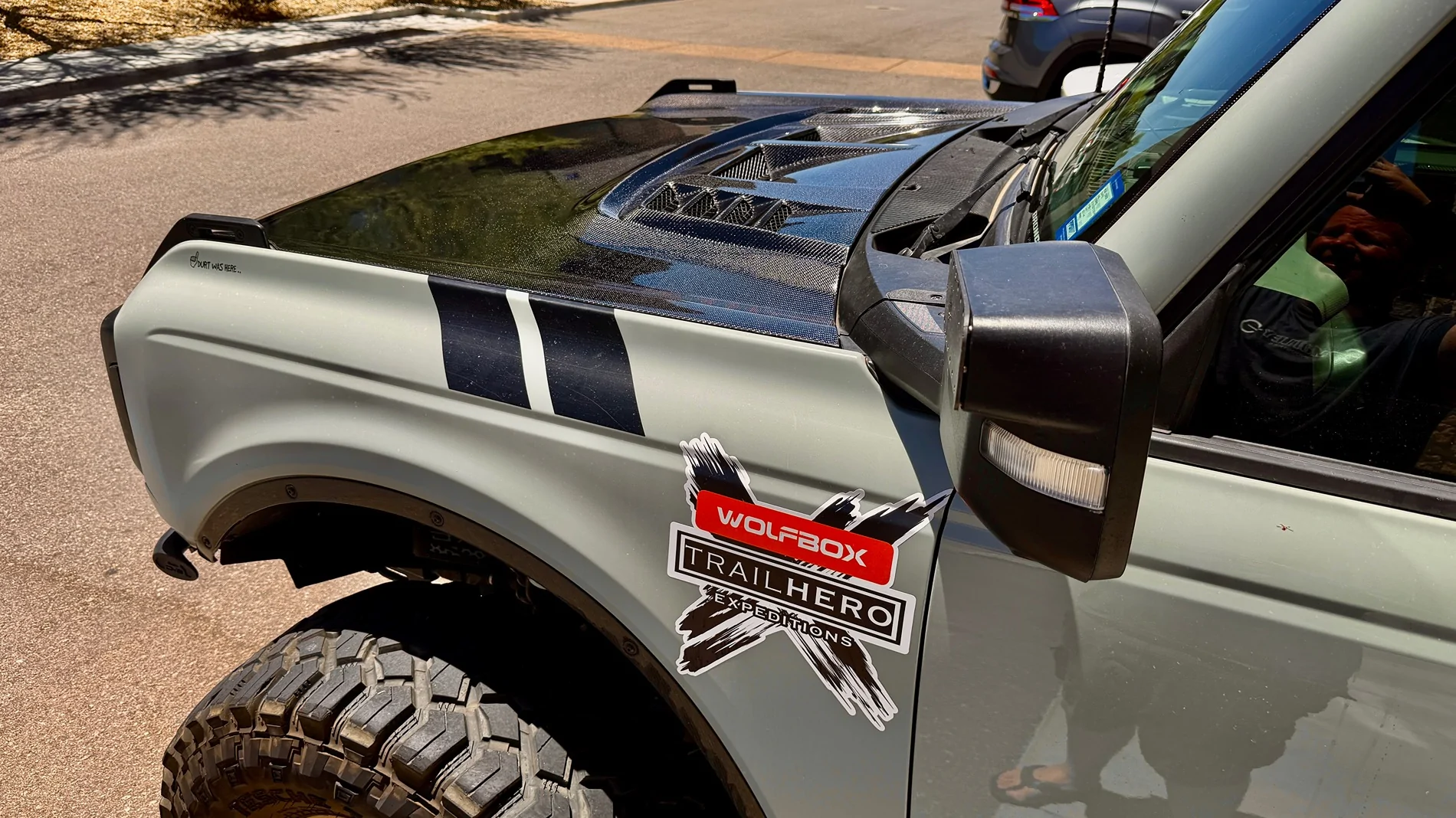 Ford Bronco Anderson Composites Type-RT ‘Raptor style’ Carbon Fiber Hood install IMG_7345