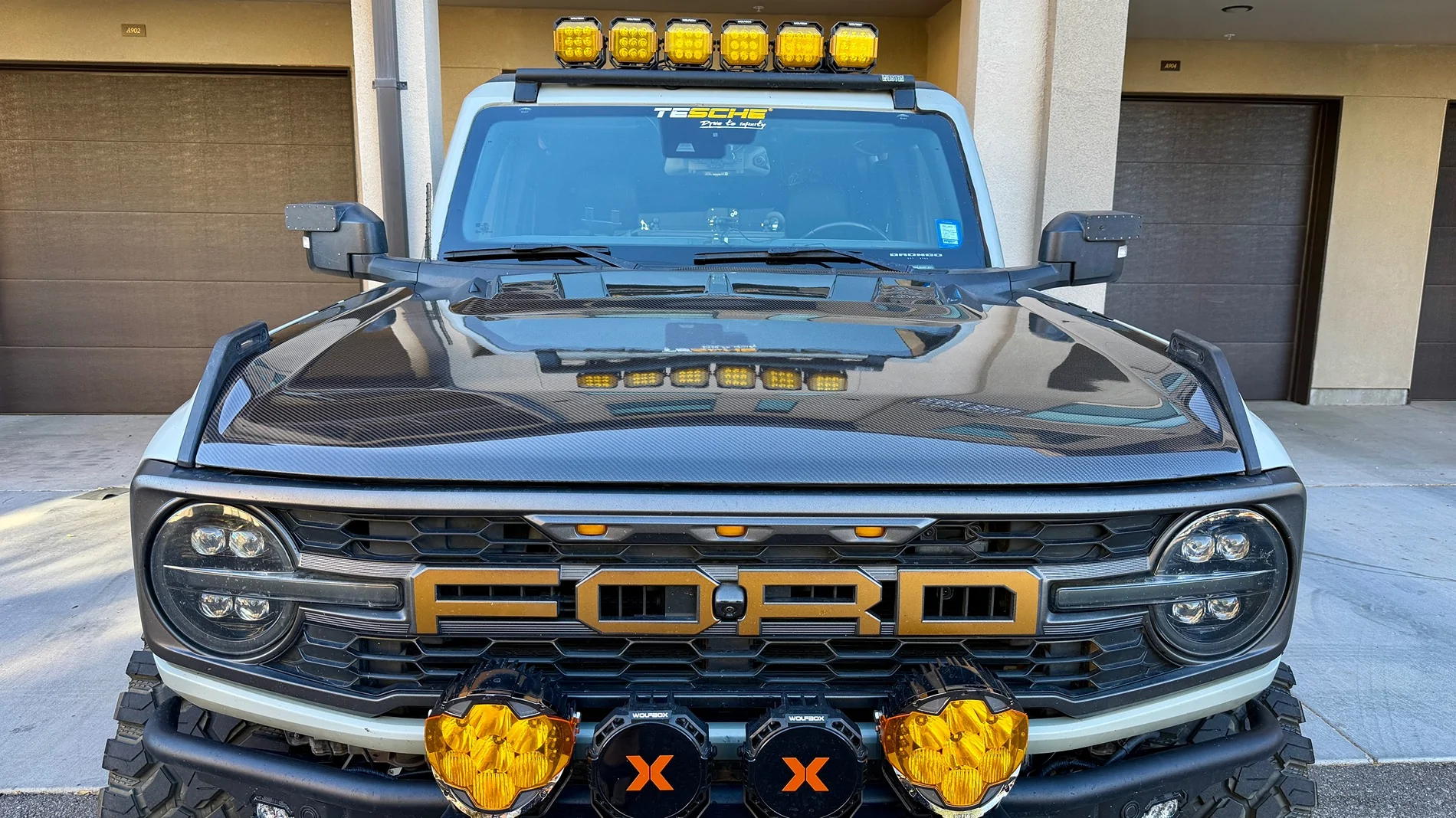 Ford Bronco Anderson Composites Type-RT ‘Raptor style’ Carbon Fiber Hood install IMG_7358