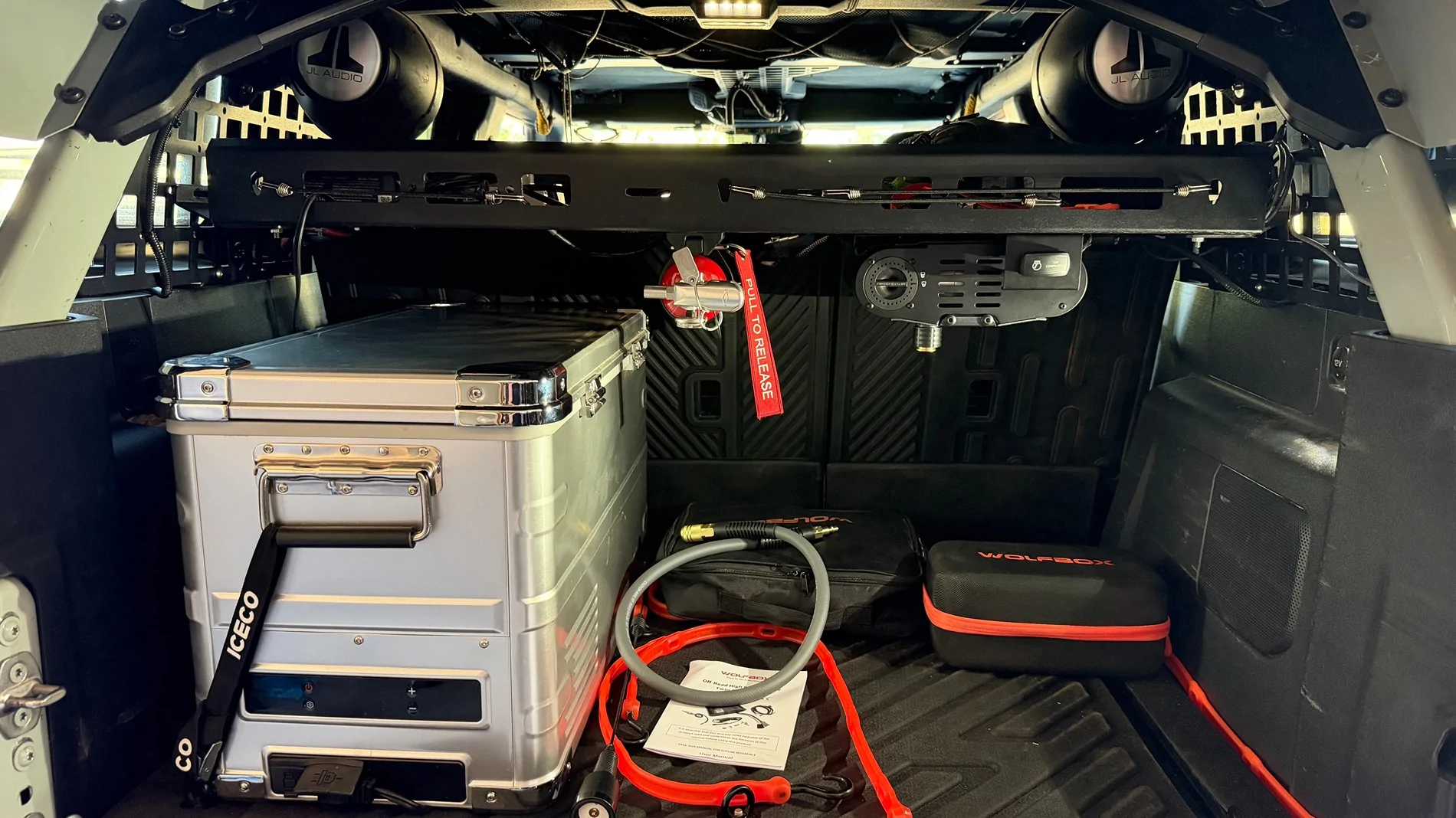 Ford Bronco Wolfbox HyperFlow X 12V Twin Motor On-Board Air Compressor install IMG_7430