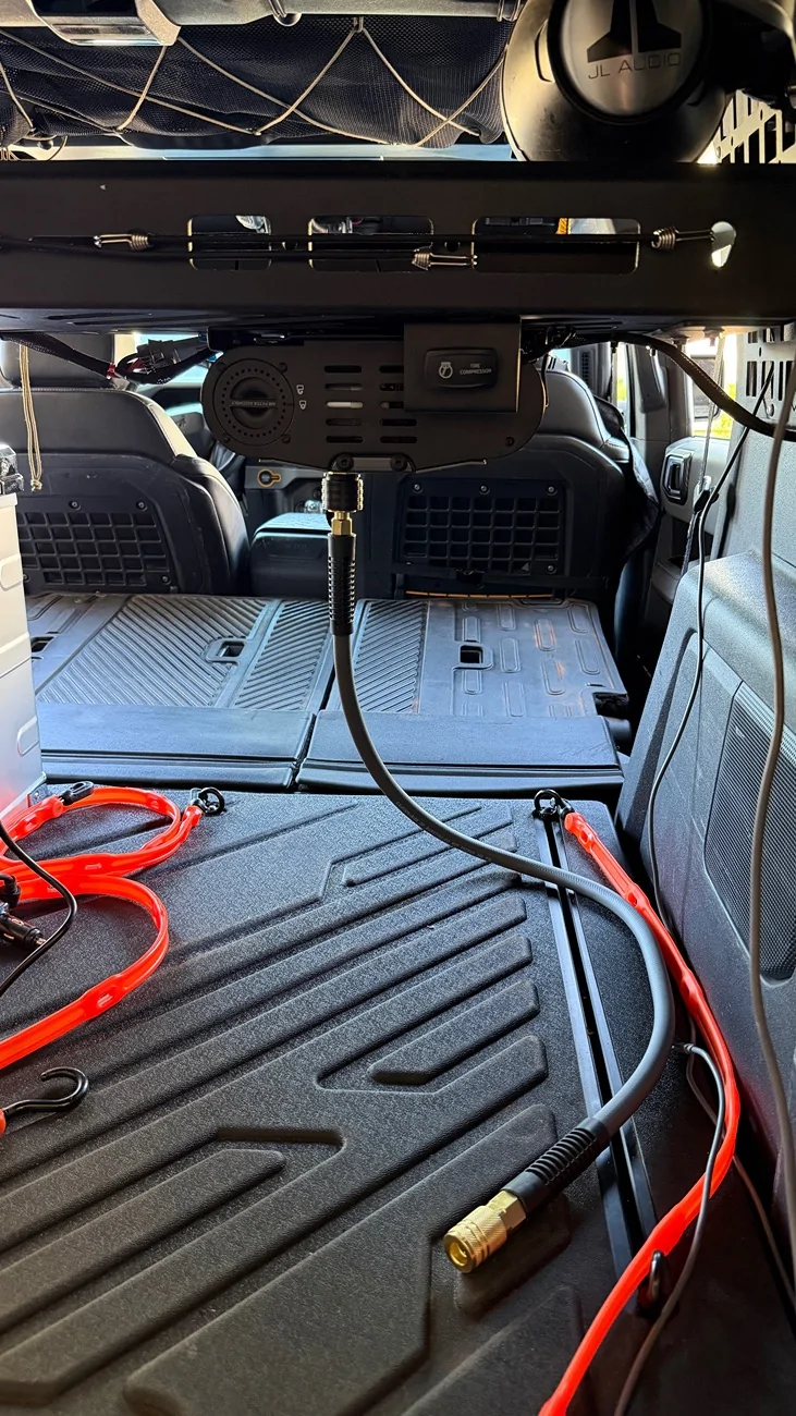 Ford Bronco Wolfbox HyperFlow X 12V Twin Motor On-Board Air Compressor install IMG_7416