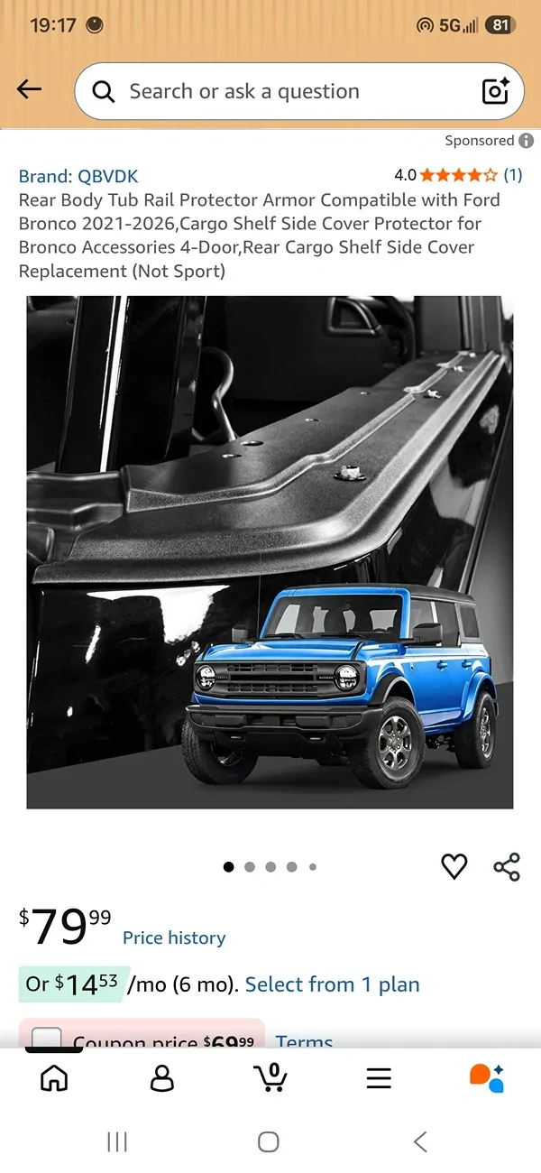 Ford Bronco MIC Hardtop Rear Cap Scraping Paint Around Roll Bar Mounting Holes - Anyone Else? Screenshot_20260701_191721_Amazon Shopping