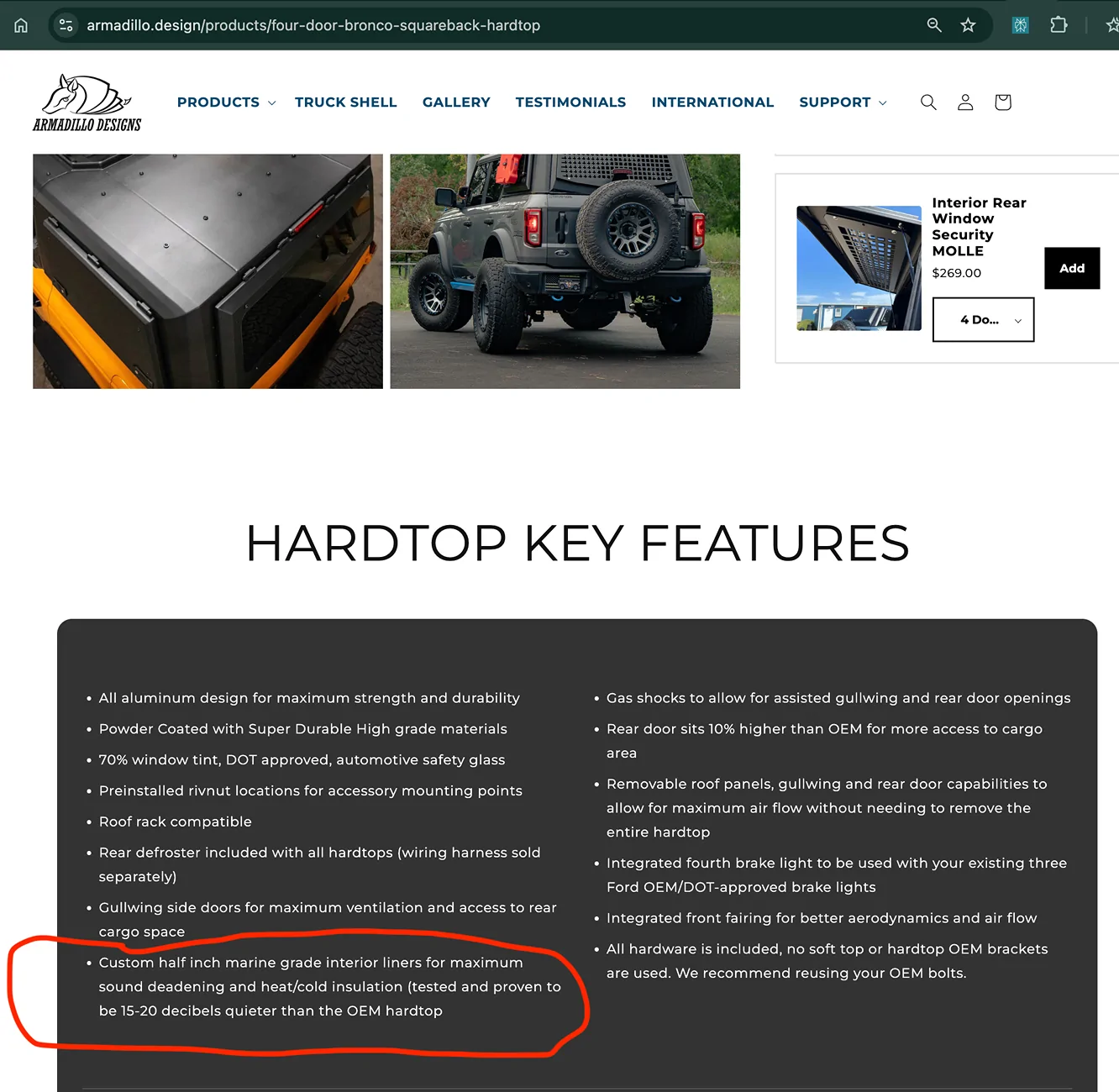 Ford Bronco Armadillo Designs Aluminum Hardtop Headliner still offered