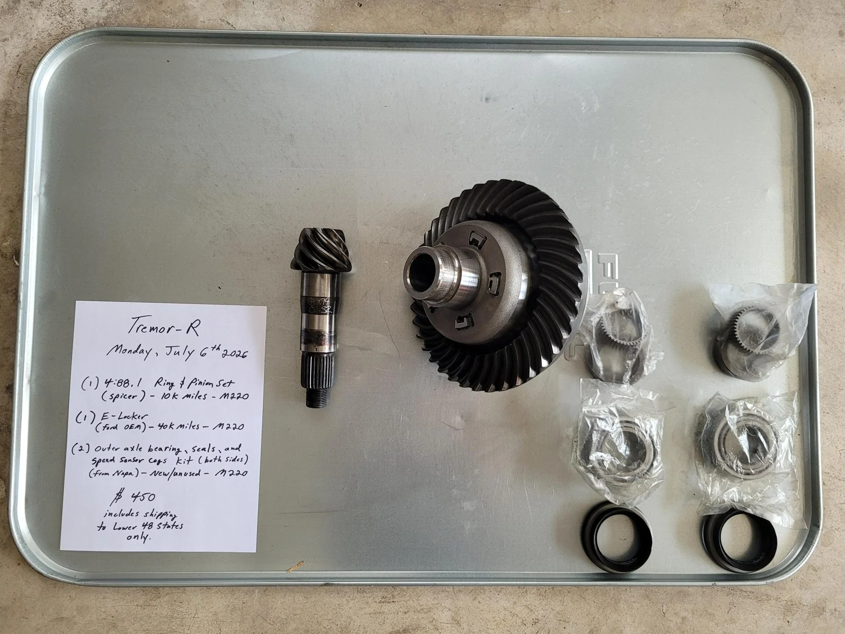 Ford Bronco Spicer M220 4.88 Ring & Pinion, Ford M220 OEM E-Locker, and M220 Outer Axle Bearing and Seal Kit ($450 Shipped) 20260706_132055