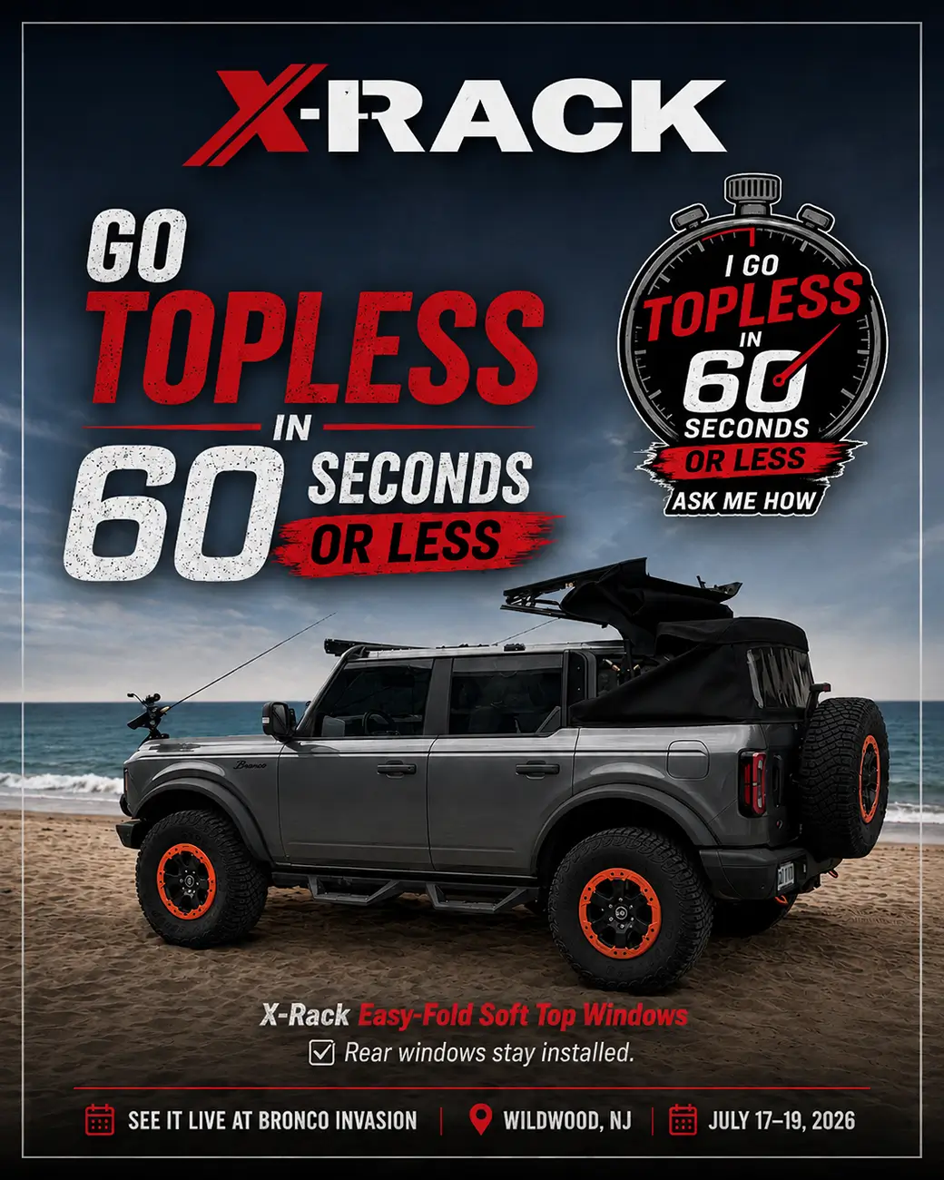 Ford Bronco X-Rack will be at Bronco Invasion in Wildwood, NJ next week — July 17–19 bronco invasion graphic 3