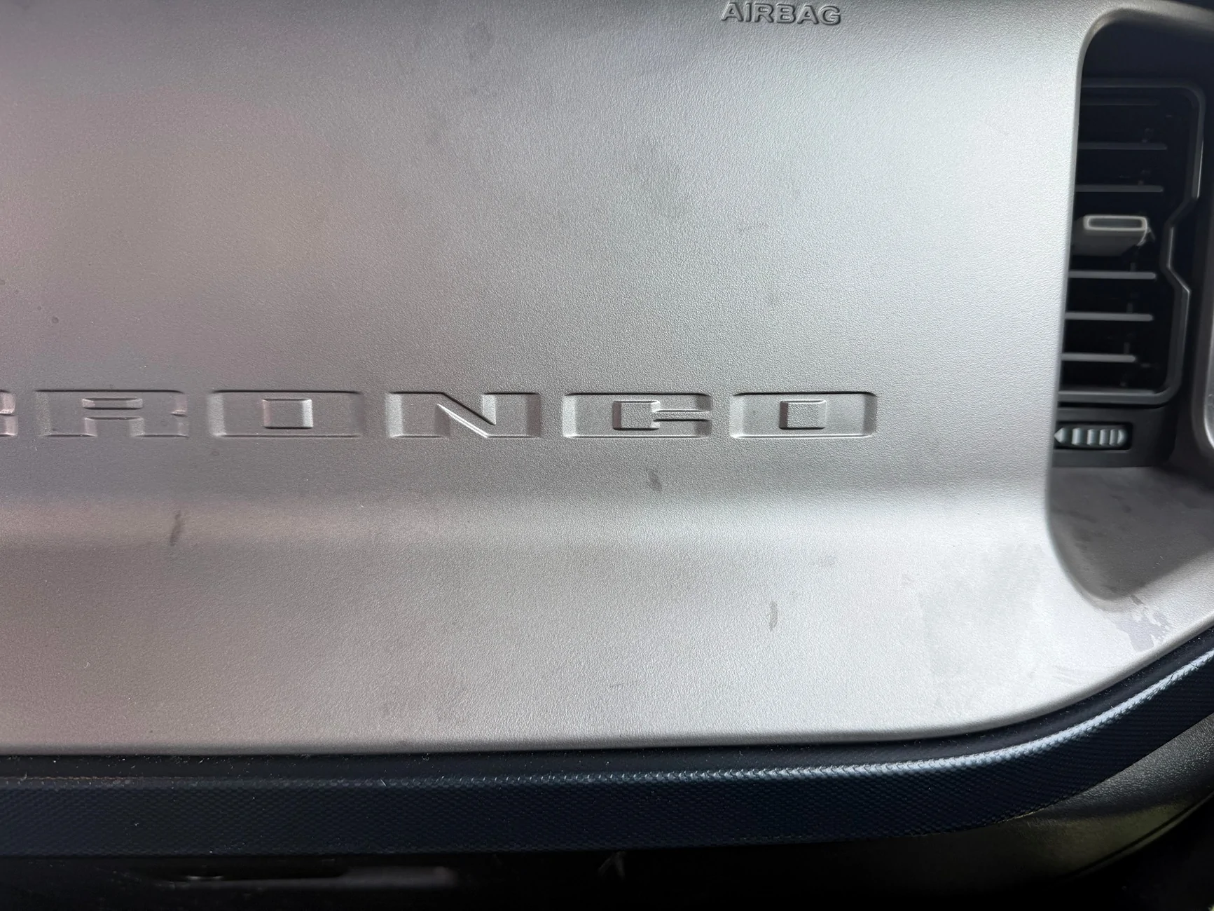 Ford Bronco chemical marks (from interior cleaner) on dashboard 2021 OBX Dash Stains