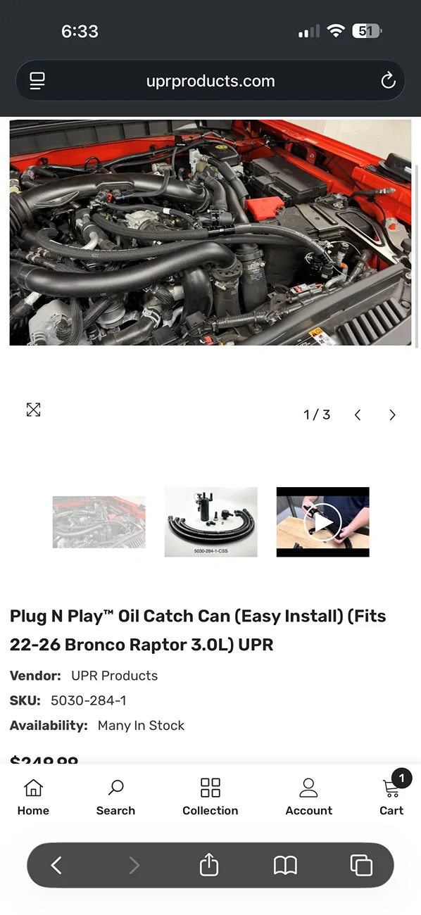 Ford Bronco Plug N Play™ Oil Catch Can (Easy Install) (Fits 22-26 Bronco Raptor 3.0L) UPR IMG_2996