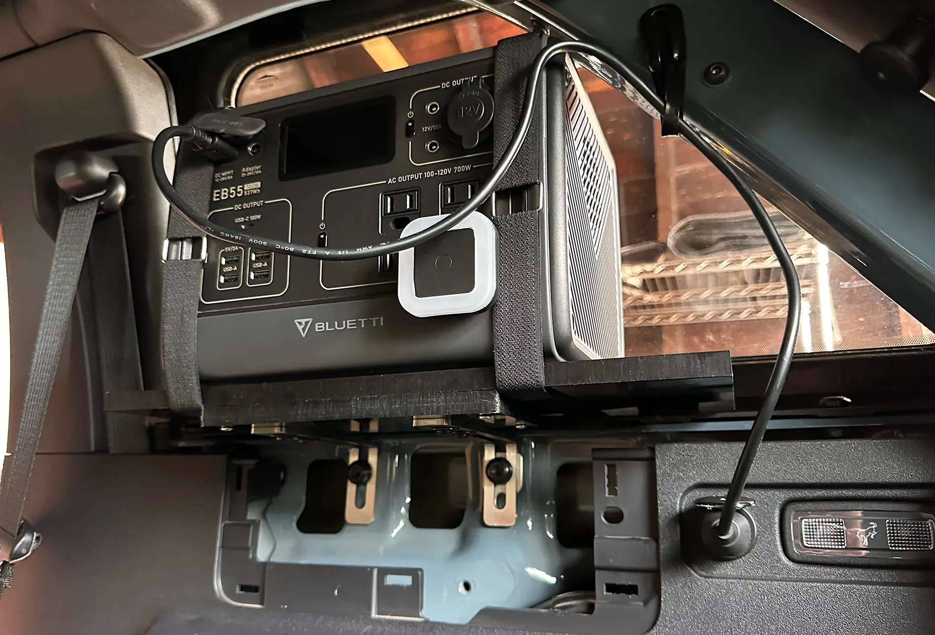 Ford Bronco Overlanding Bluetti EB55 Battery Mount / Shelf. IMG_6208 copy