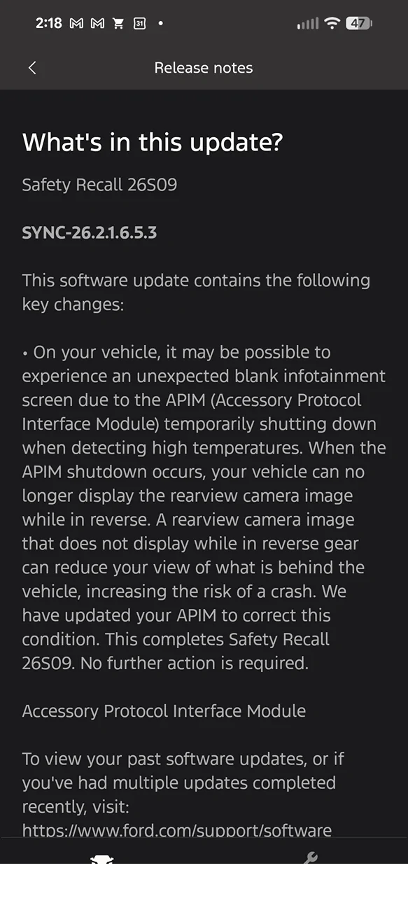 Ford Bronco Software update error message on PCM-23.11.02 - Not Completed Screenshot_20260716-141824