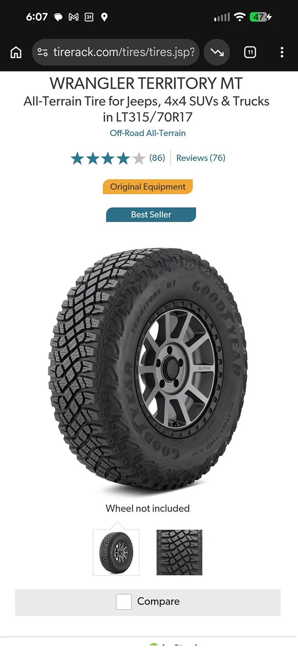 Ford Bronco OEM tire question (replacement) Screenshot_20260721-180740