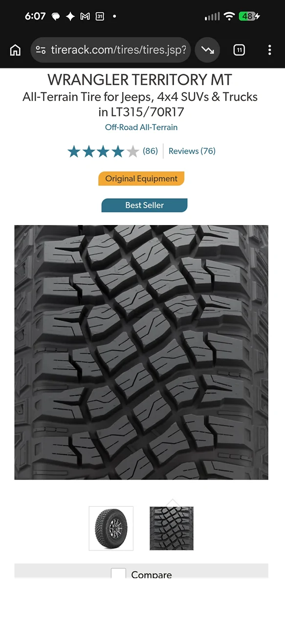 Ford Bronco OEM tire question (replacement) Screenshot_20260721-180803