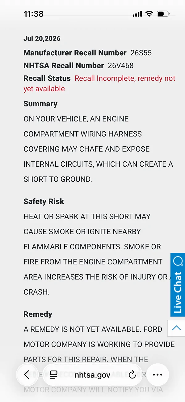 Ford Bronco Recall 26S55: 2021-2026 Bronco - Engine Compartment Wiring Harness Repair [July 23, 2026] IMG_1166