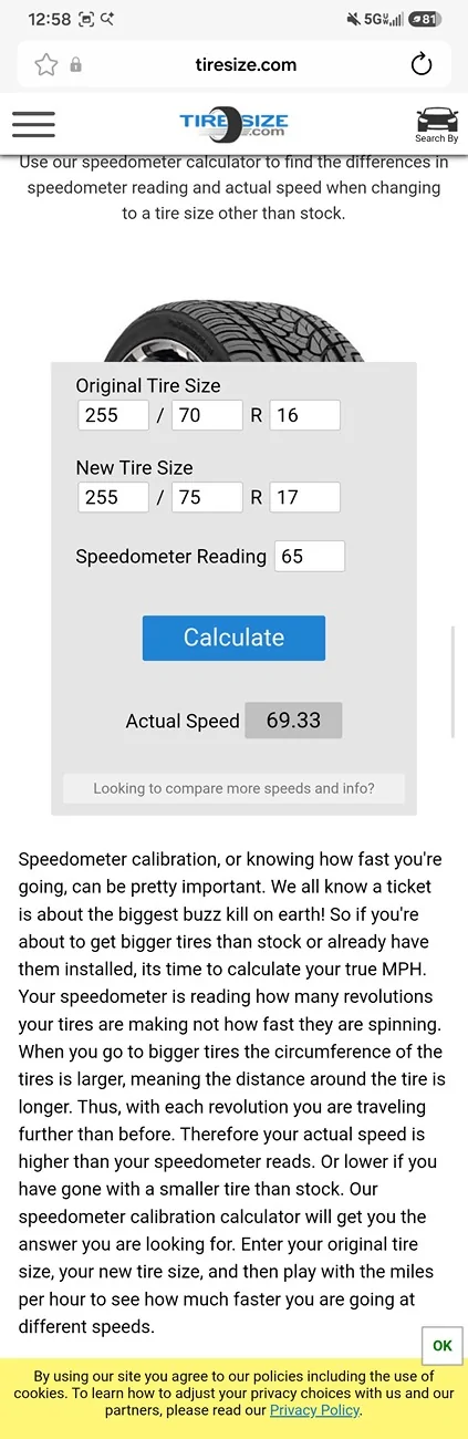 Ford Bronco Tire Size help Screenshot_20260726_005821_Samsung Browser