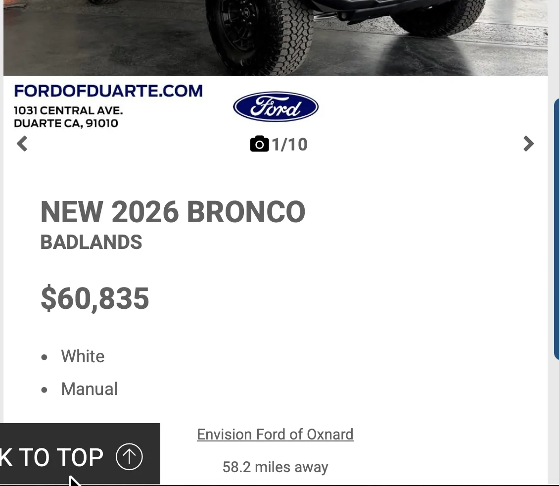 Ford Bronco The death of the stick shift is almost here. Screenshot 2026-07-27 at 11.52.14 AM