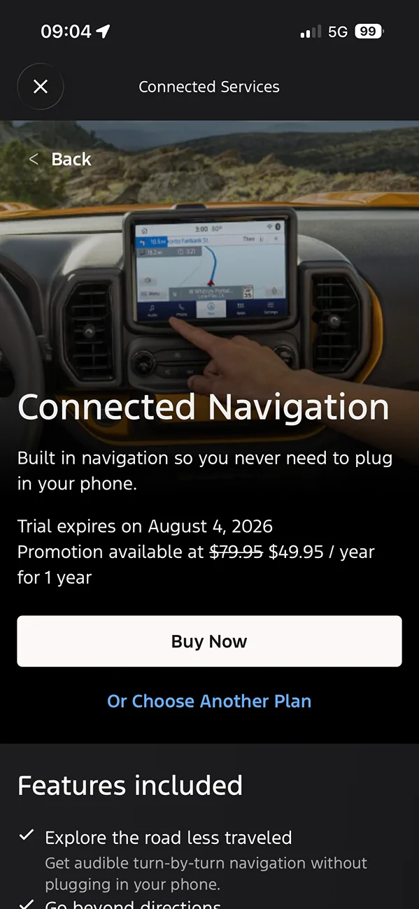 Ford Bronco Ford offering Navigation after trial - is it worth it? IMG_7275