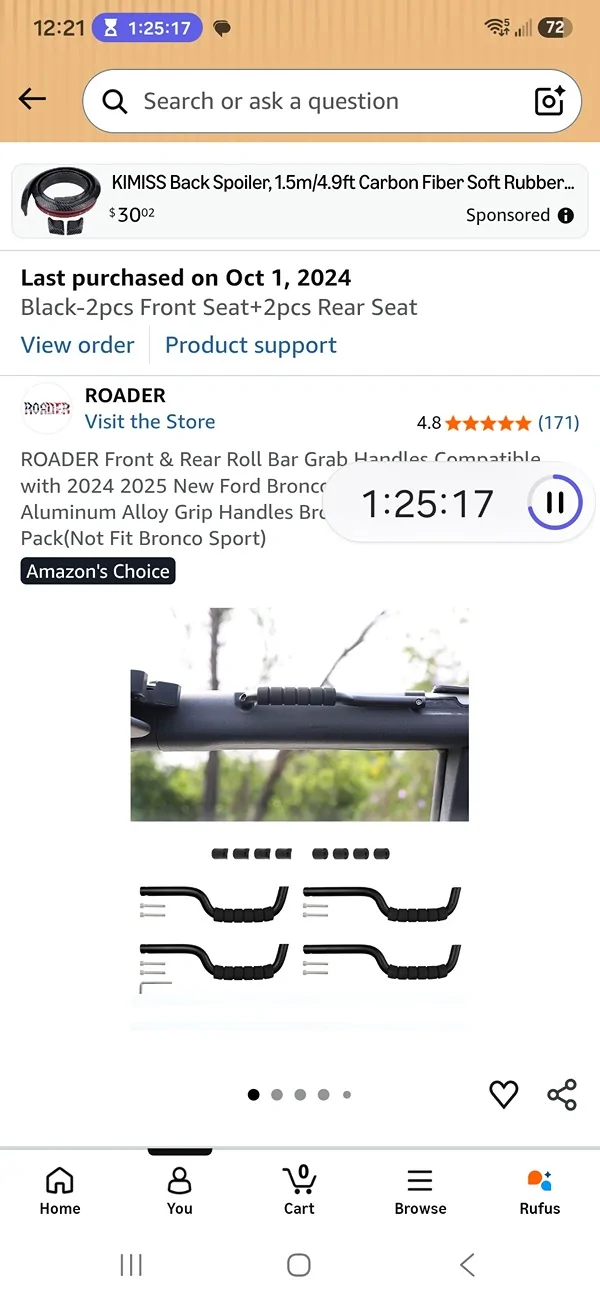 Ford Bronco Passenger grab handles — what are you actually running back there? Screenshot_20260805_122115_Amazon Shopping