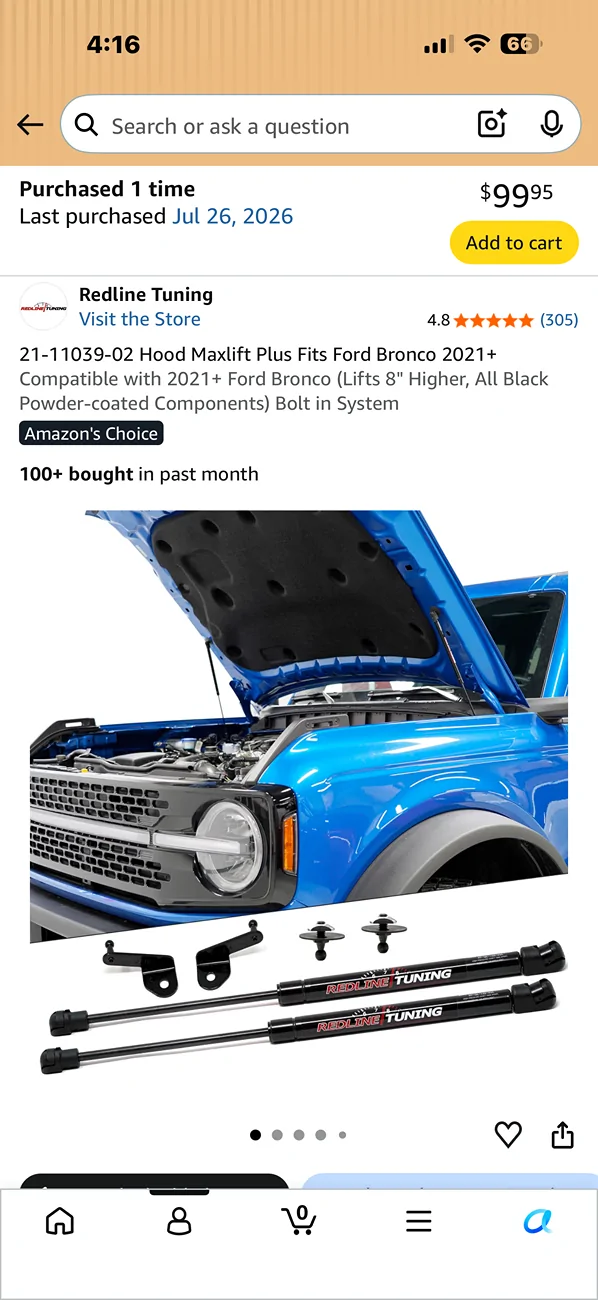 Ford Bronco Redline Hood lift Max IMG_5851