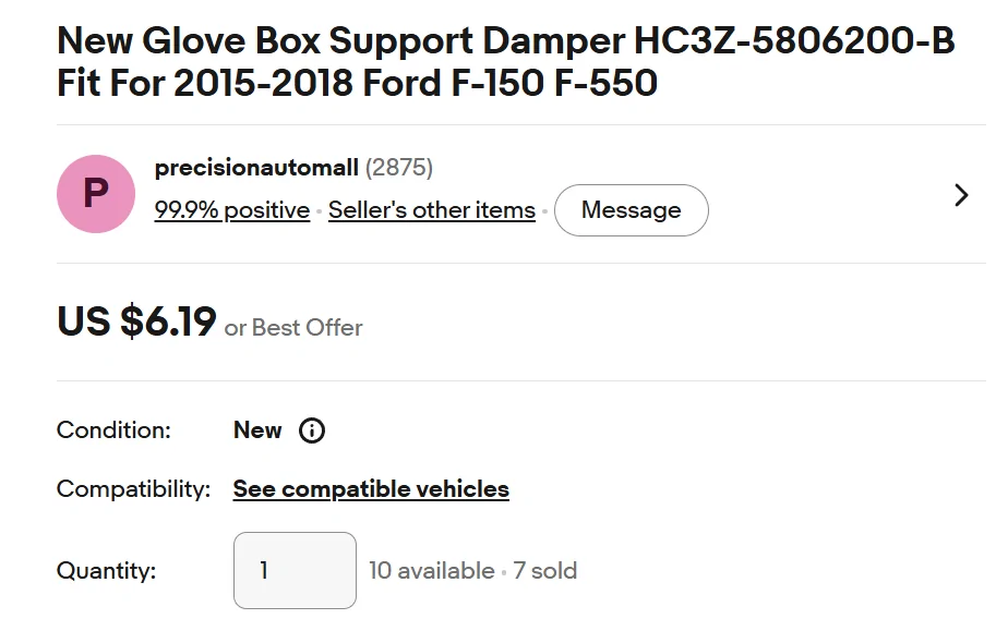 Ford Bronco Glove Box Damper Replacement MY25+ 1786115678350-