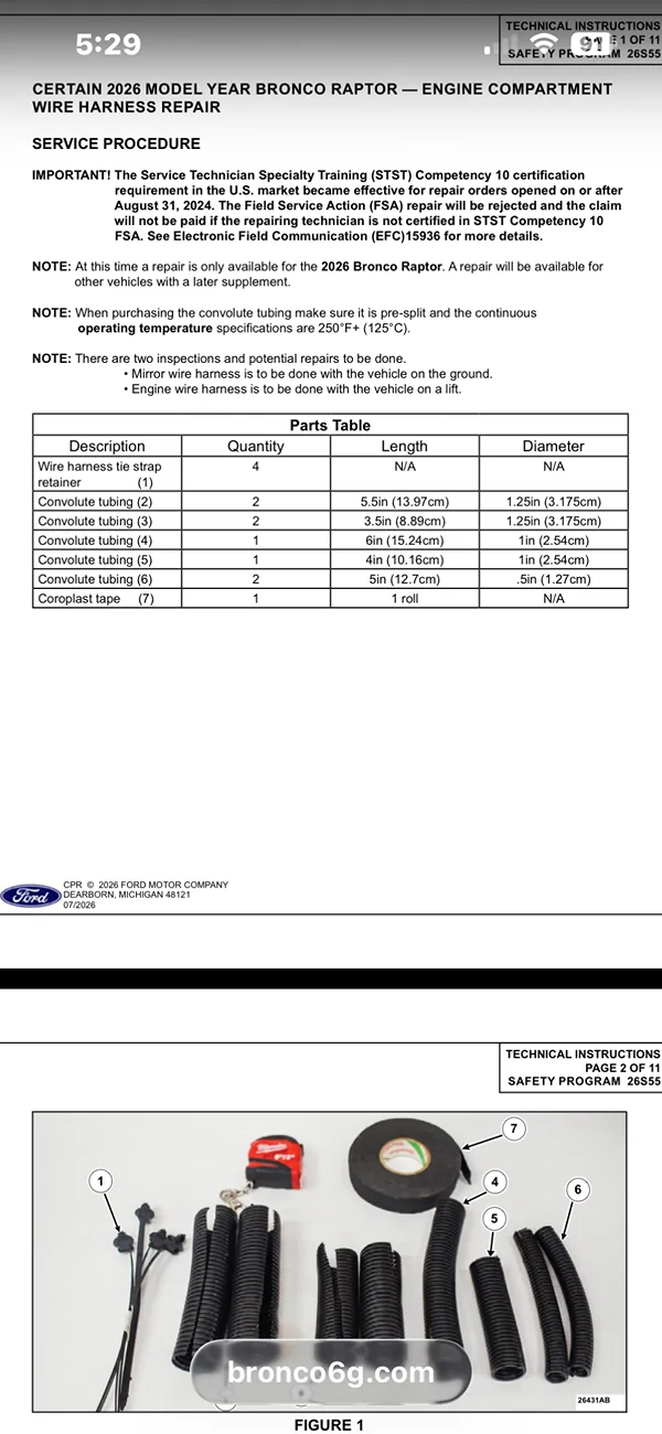 Ford Bronco Recall 26S55: 2021-2026 Bronco - Engine Compartment Wiring Harness Repair [July 23, 2026] -- 590,000k units affected IMG_9457