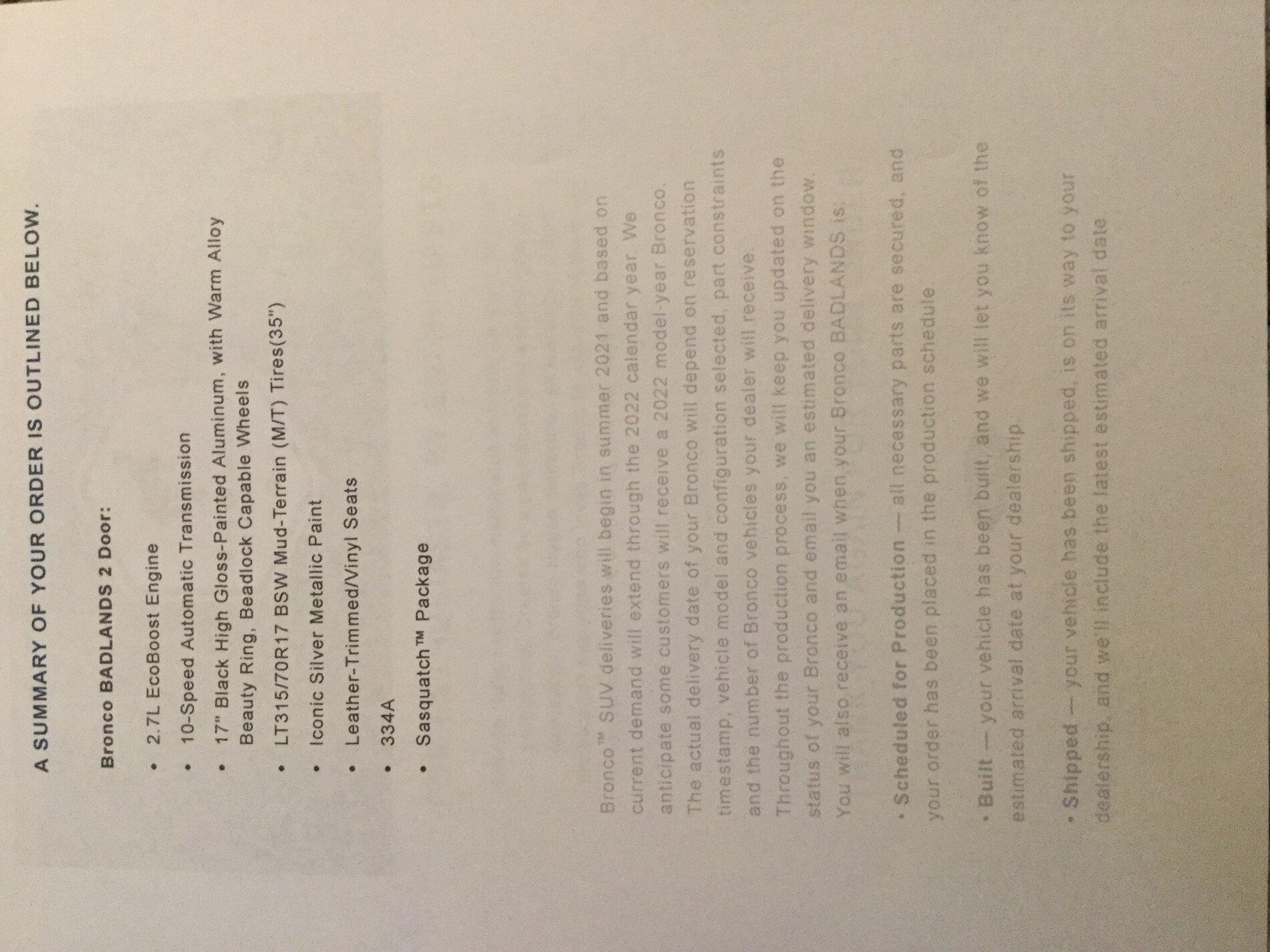 Ford Bronco ORDER CONFIRMATION EMAIL image