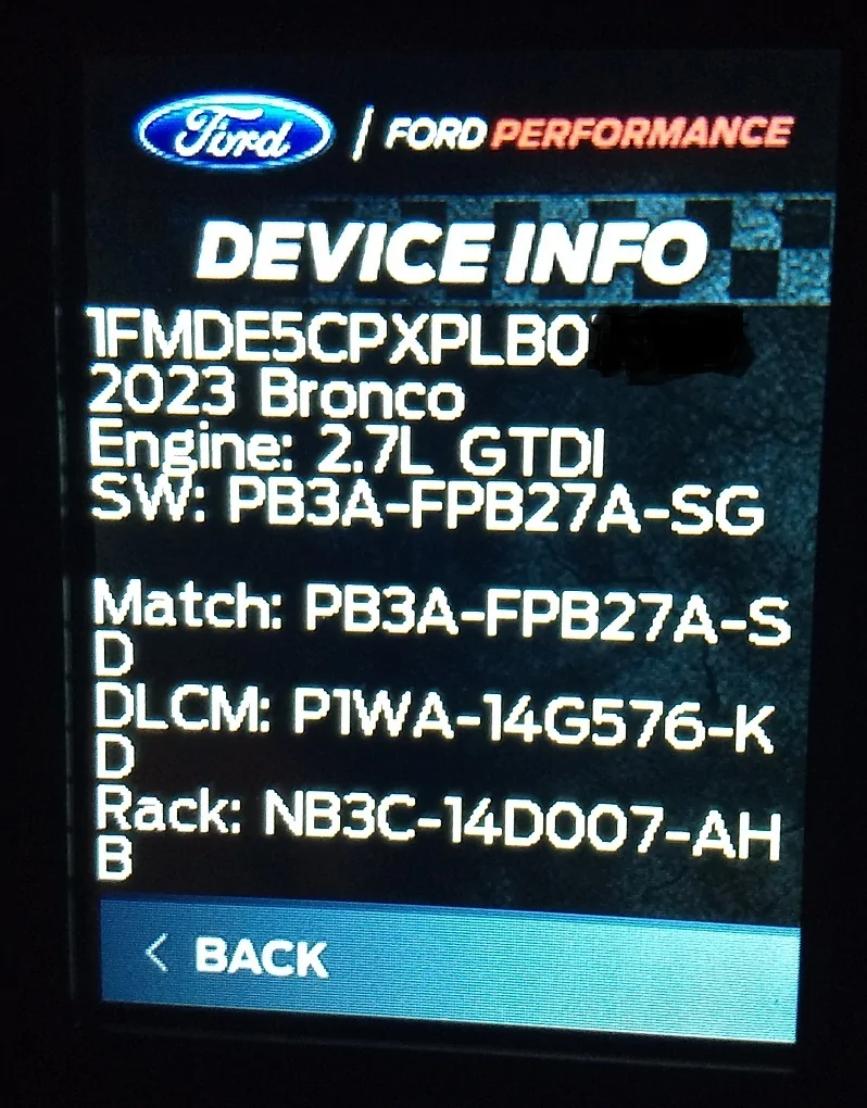 Ford Bronco Procal Tune versions changes MyBronco_Procal2a