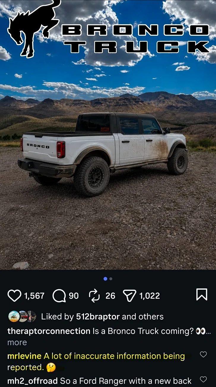 Ford Bronco Bronco Pickup Truck coming in future. Hybrid Bronco arrives 2027 1000016891