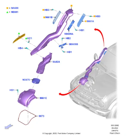 Ford Bronco Installing Everglades OEM snorkel on 2.3L 1787632485490-oa